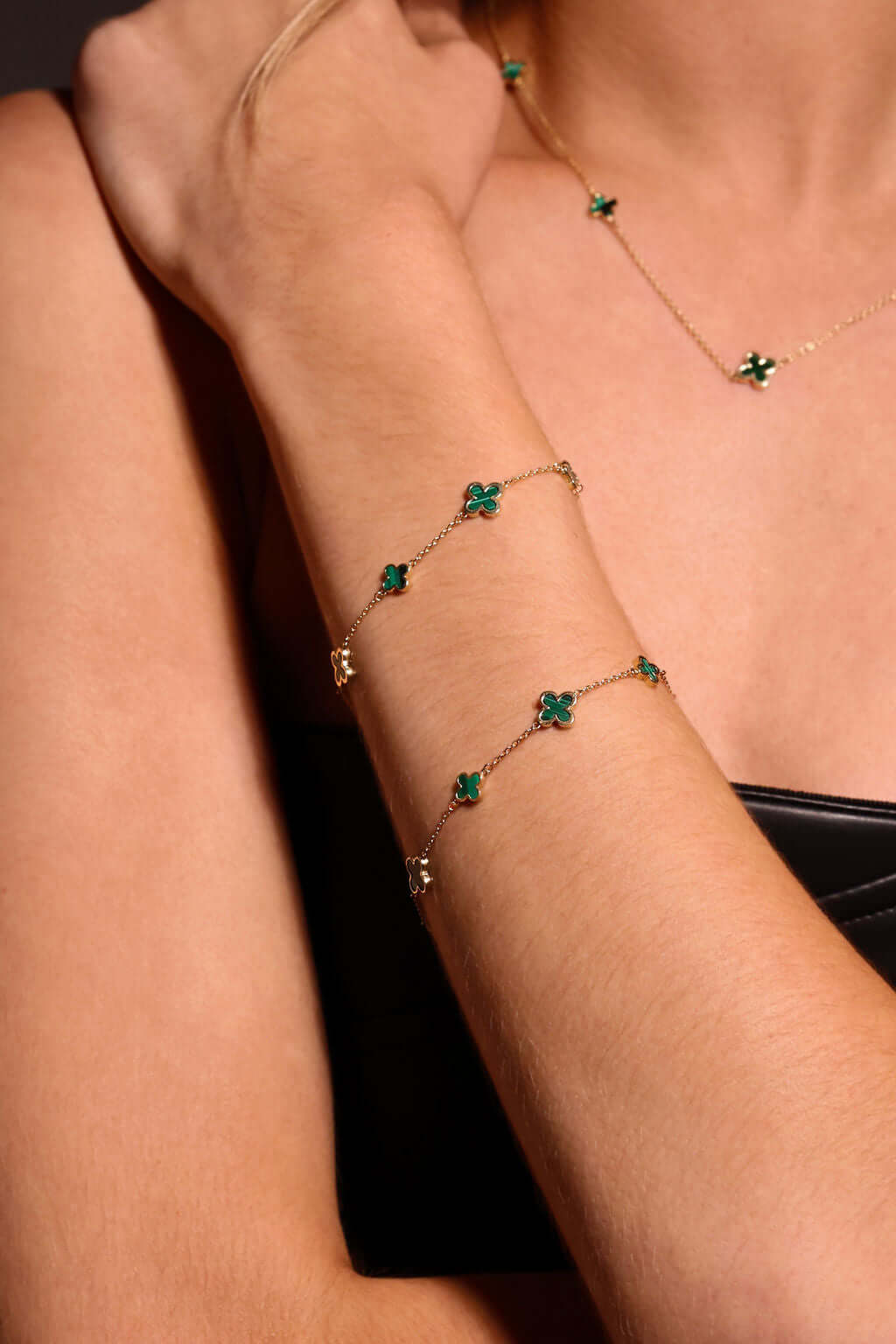 Malachite Clover Bracelet