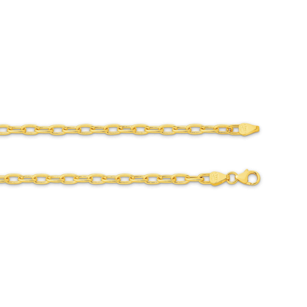 Paper Clip Chain in 9ct Yellow Gold, 45cm long, solid gold chain, 3.6mm thick, elegant jewelry piece.