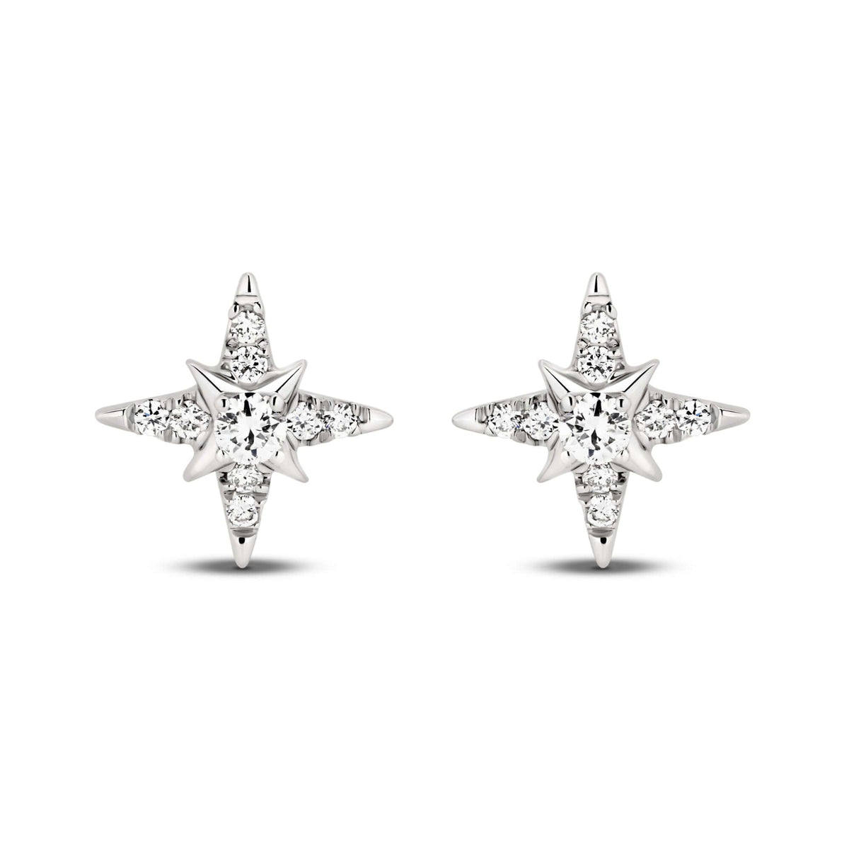 Diamond Star Stud Earrings Lab Diamond in 18ct white gold with F/VS lab diamonds totaling 0.1ct.