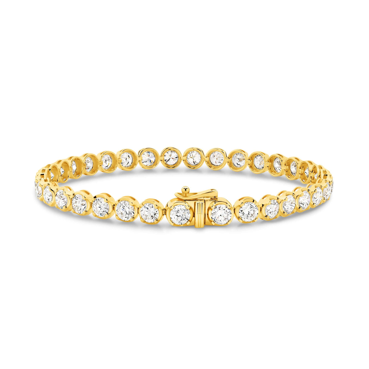 Elevated Round Tennis Bracelet 6.5ct Lab Diamond in 9ct yellow gold with F/VS lab diamonds.