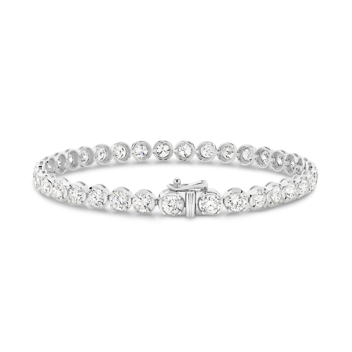 Elevated Round Tennis Bracelet 6.5ct Lab Diamond in 9ct white gold, featuring F/VS diamonds totaling 6.5ct.