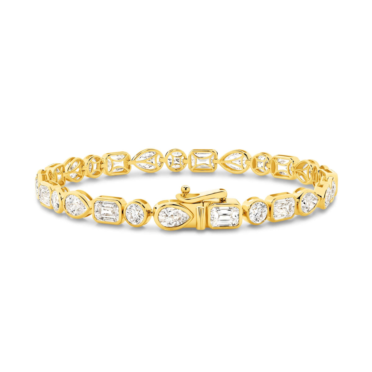Mixed Shape Bezel Tennis Bracelet 10.3ct Lab Diamond in 9ct yellow gold with F/VS diamonds