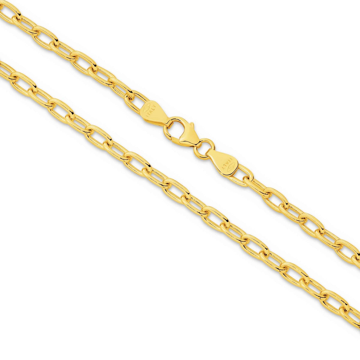 45cm Paper Clip Chain in 9ct Yellow Gold, 3.6mm thick, elegant jewelry piece.