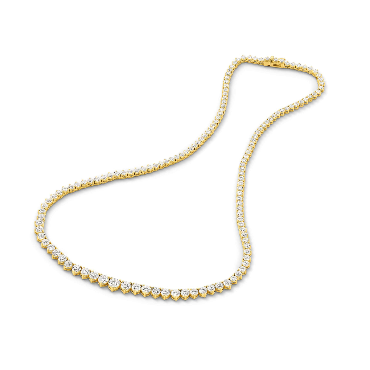 Graduated Riviera Diamond Necklace 14.6ct Lab Diamond in 18ct yellow gold with F/VS diamonds.