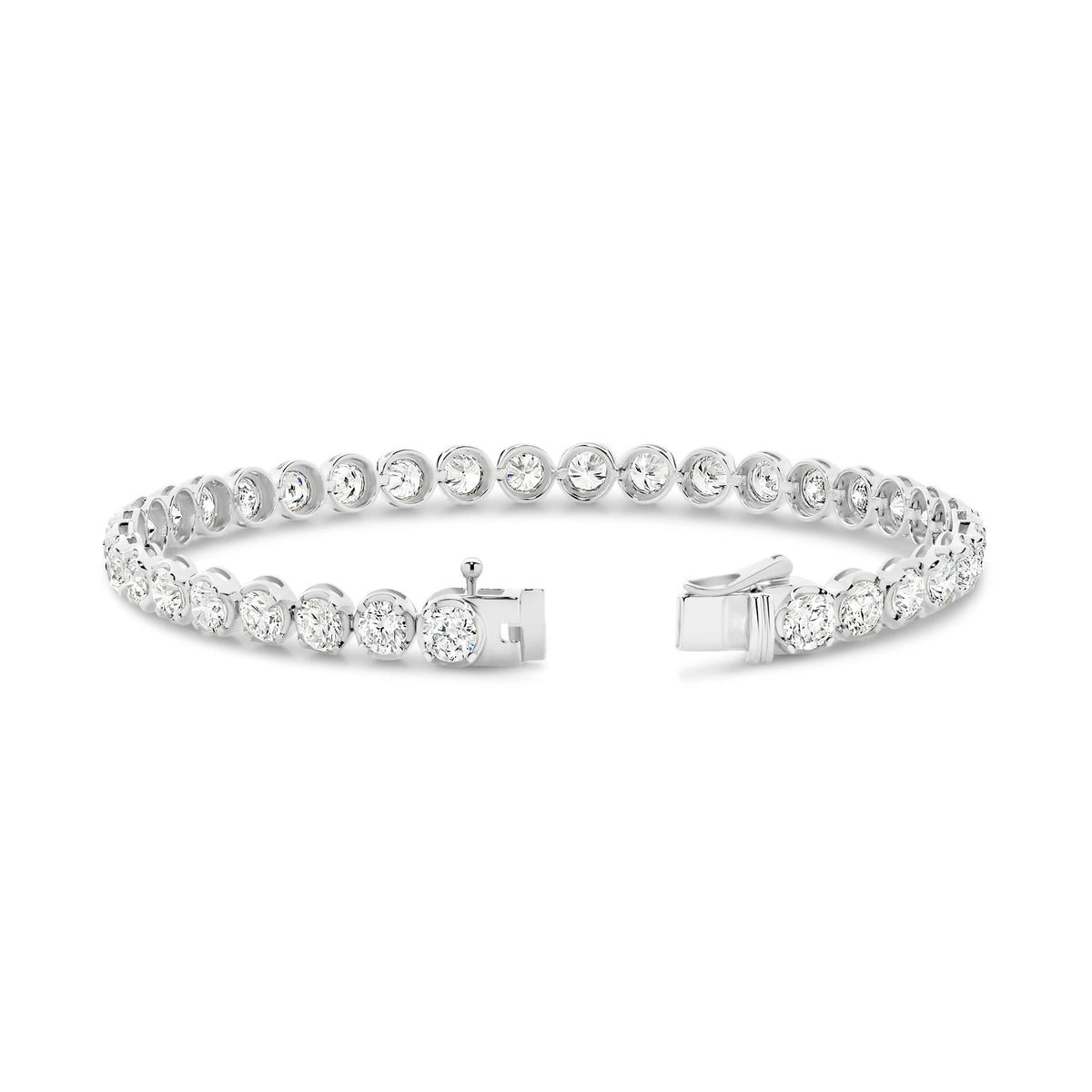 Elevated Round Tennis Bracelet 6.5ct Lab Diamond in 9ct white gold with F/VS diamonds.