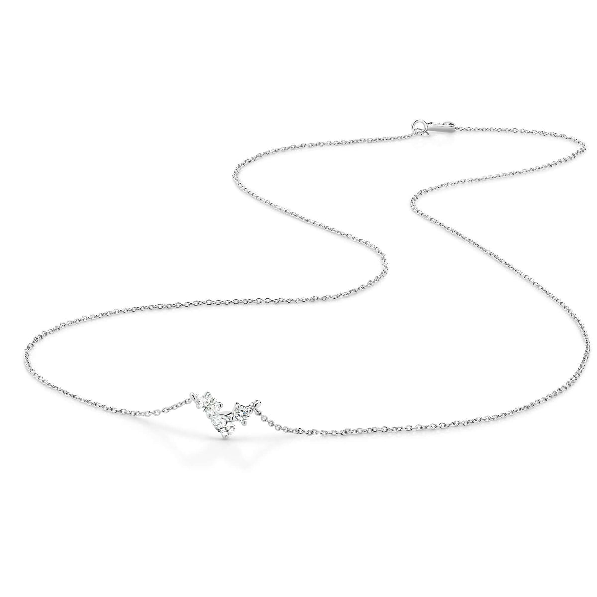 Mixed Diamond Necklace 0.25ct Lab Diamond in 9ct white gold featuring round, oval, and pear diamonds.