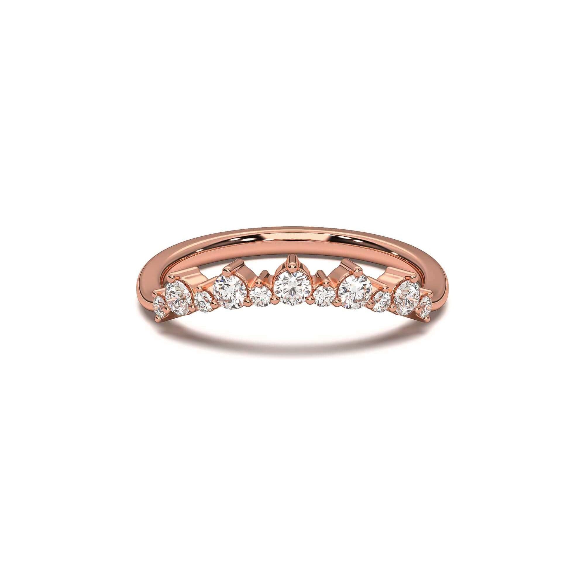 Alternating Crown Round Brilliant Diamond Band