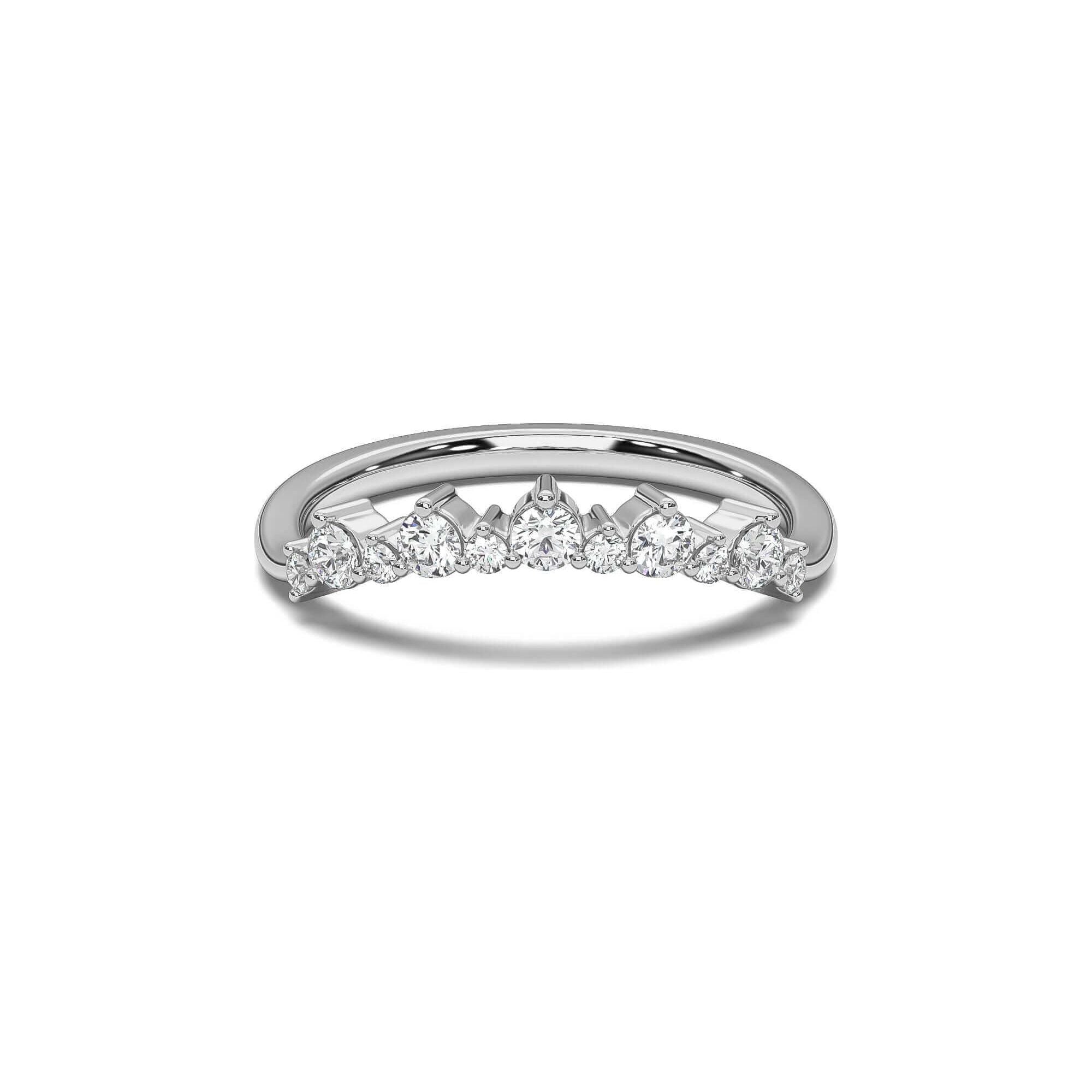 Alternating Crown Round Brilliant Diamond Band