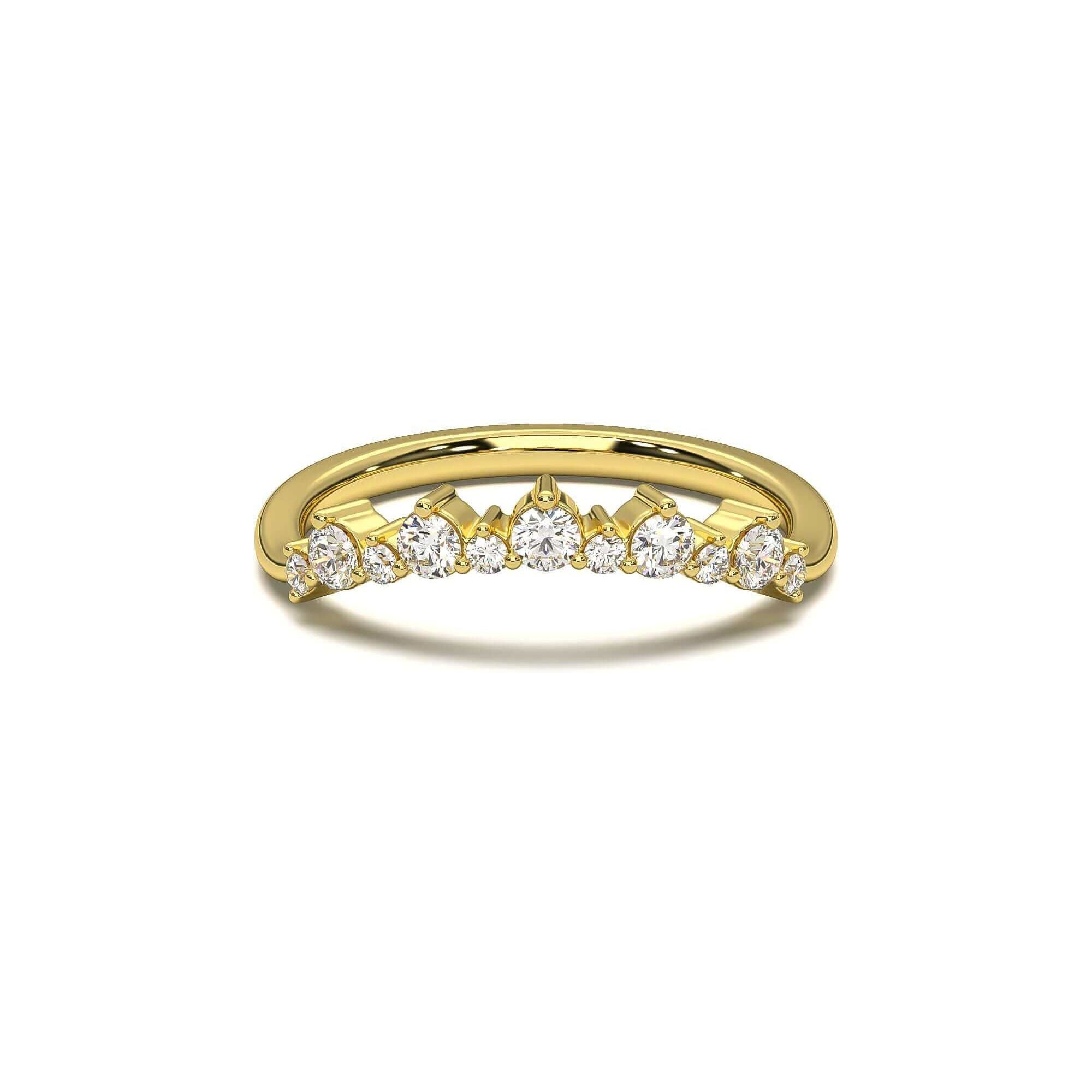 Alternating Crown Round Brilliant Diamond Band