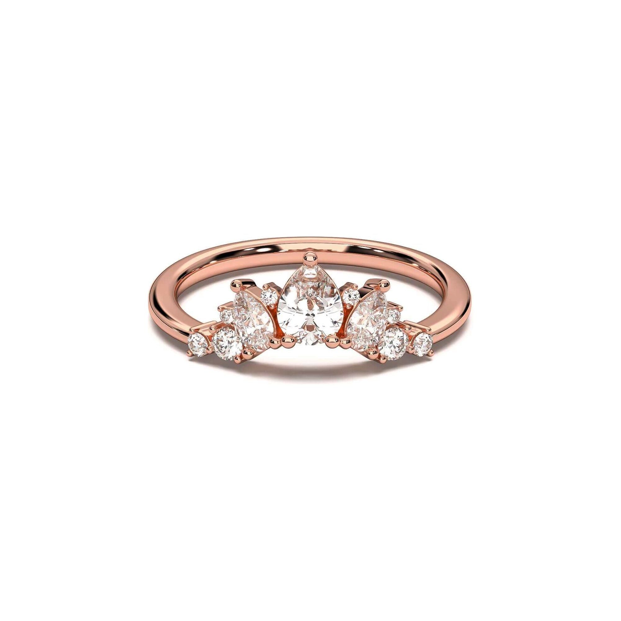 Pear Diamond Crown Wedding Band