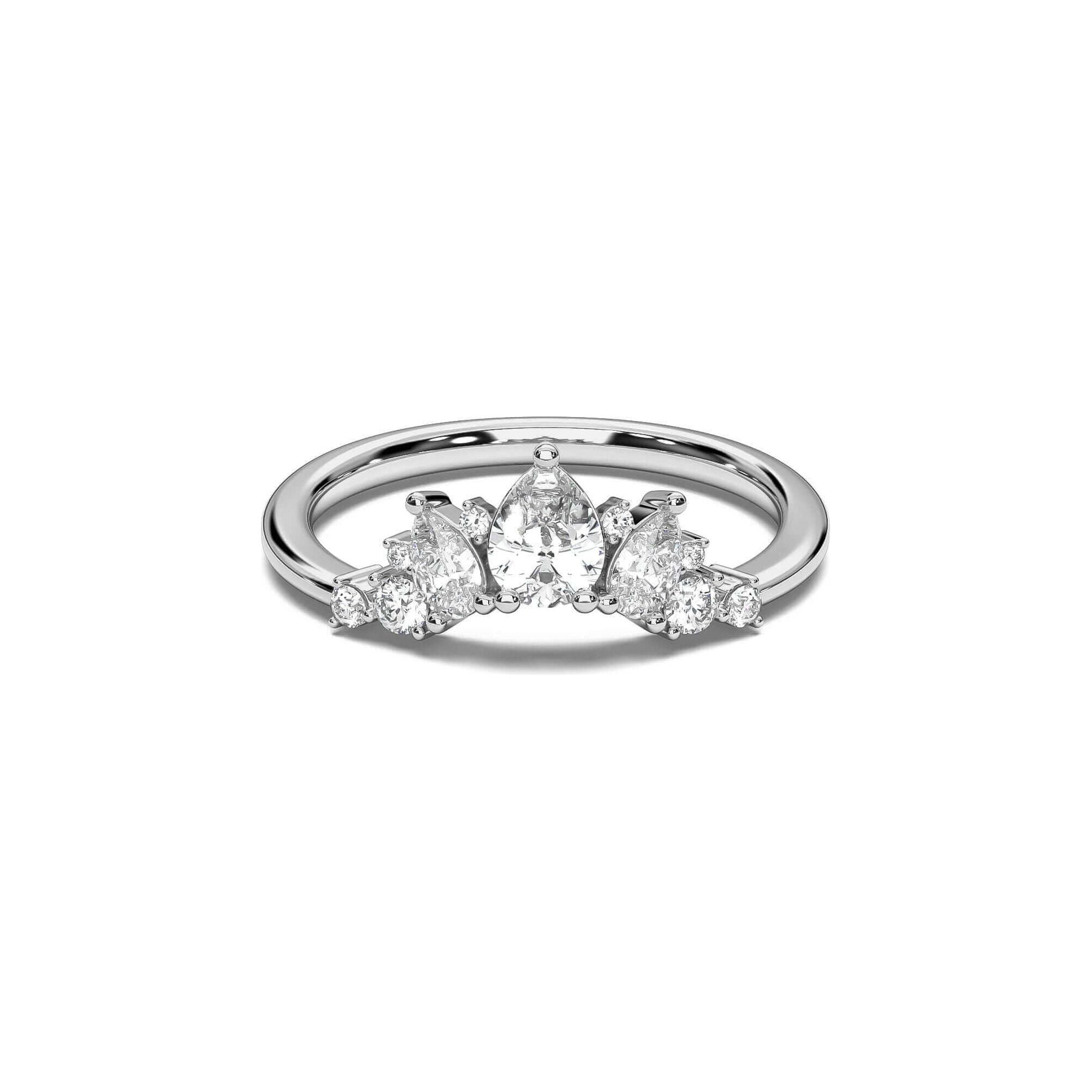 Pear Diamond Crown Wedding Band