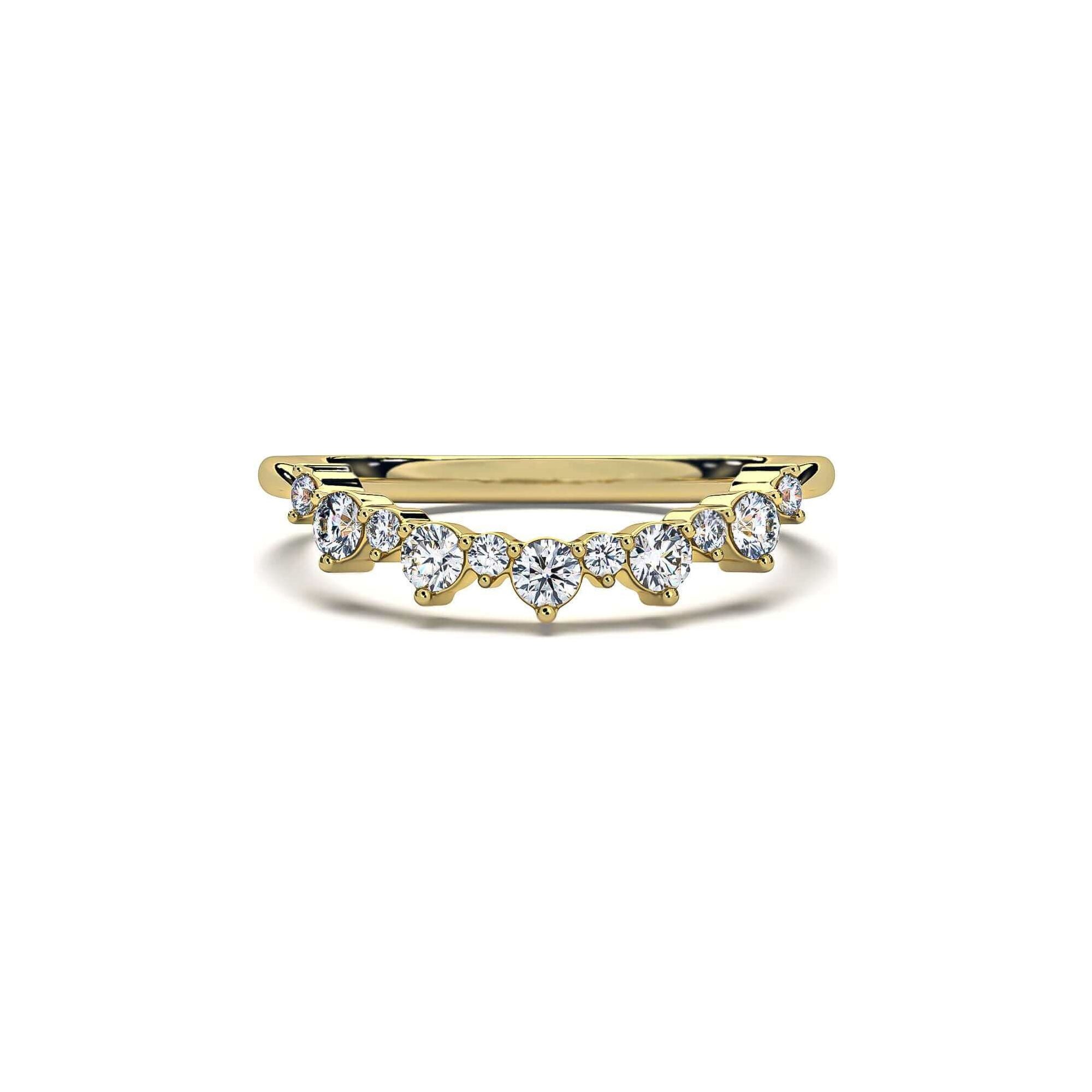 Alternating Crown Round Brilliant Diamond Band