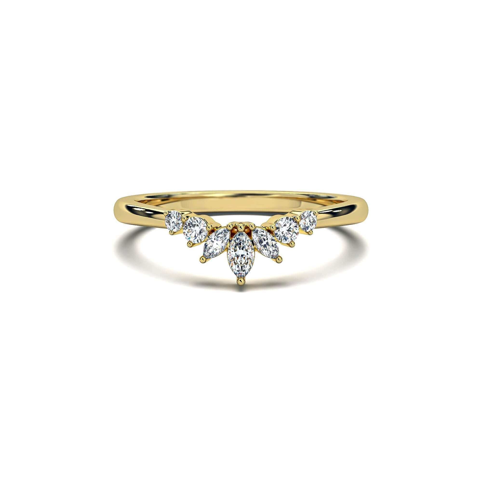 Marquise and Round Brilliant Crown Wedding Band