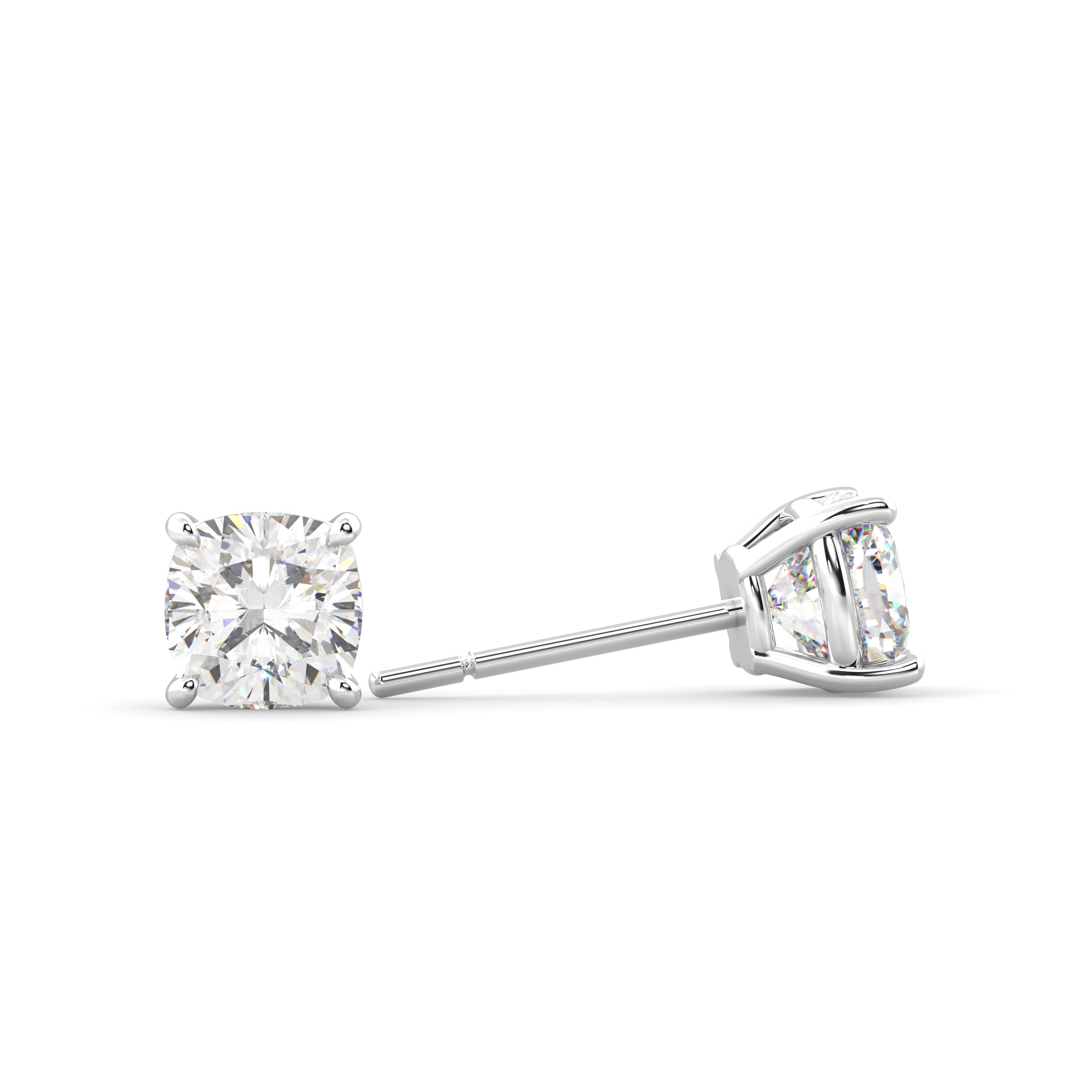 White Gold Cushion Diamond Studs