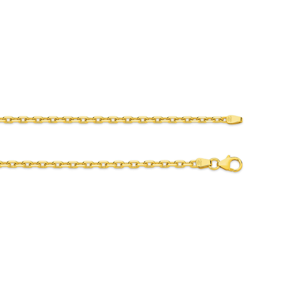 Diamond Cut Anchor Chain in 9ct Yellow Gold, 45cm length, 2.54mm thickness, total weight 7.6g.