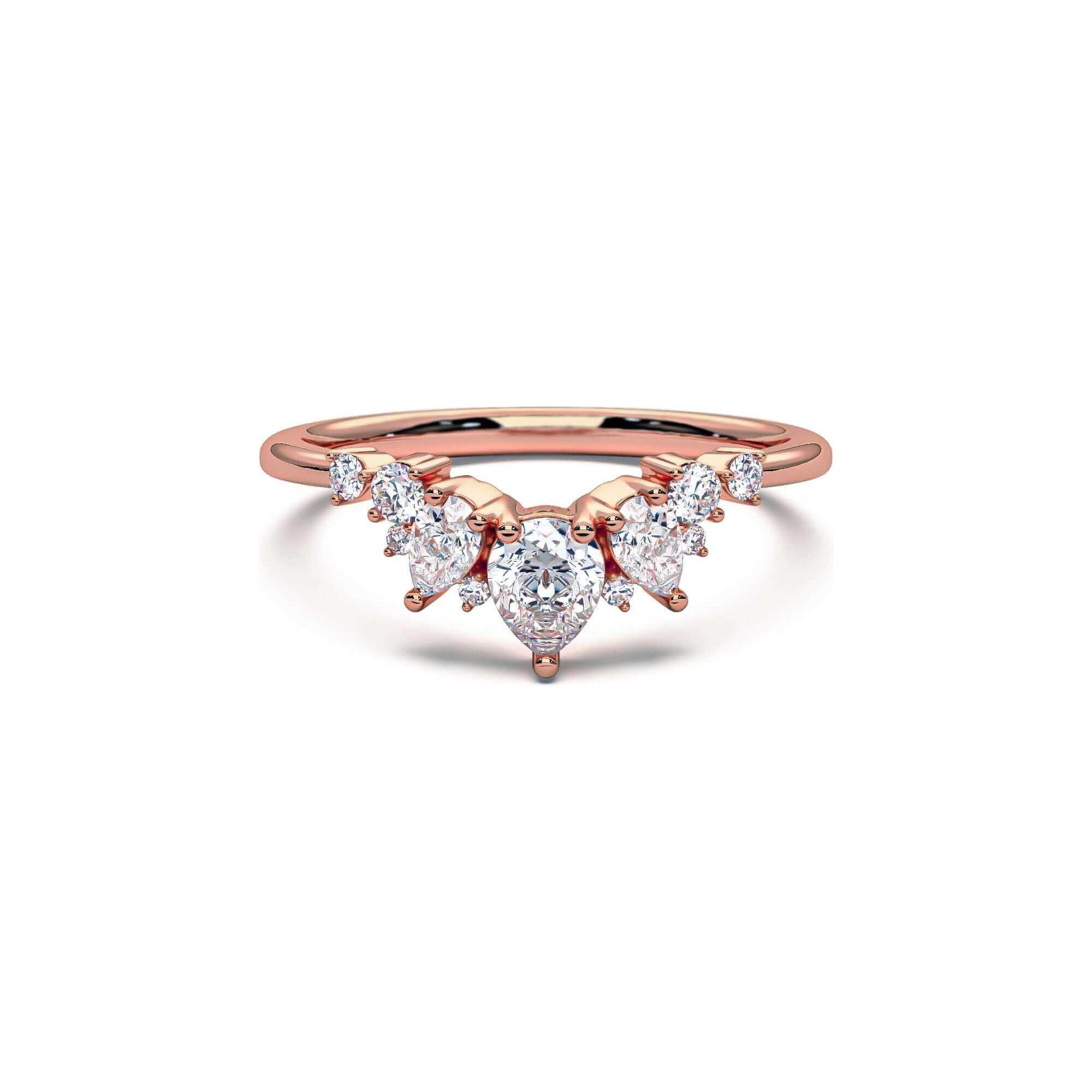 Pear Diamond Crown Wedding Band