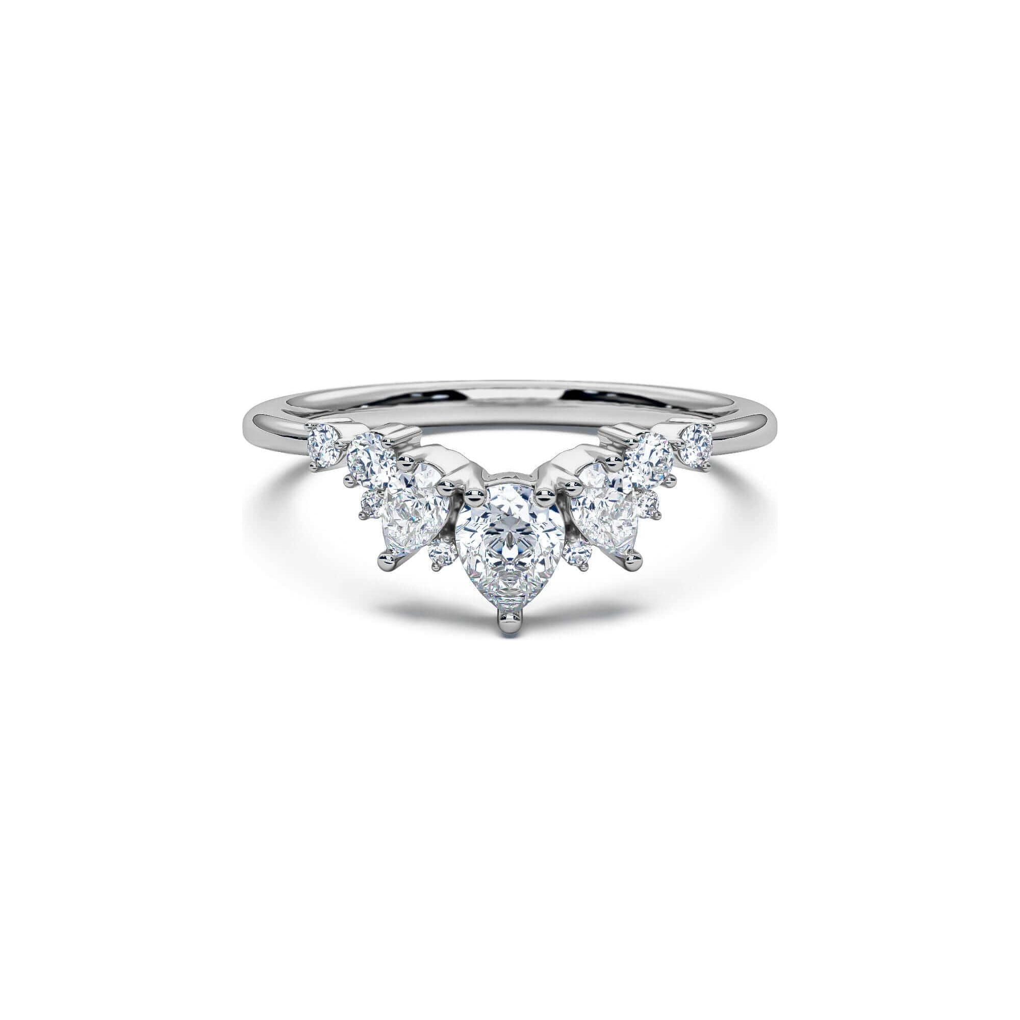 Pear Diamond Crown Wedding Band