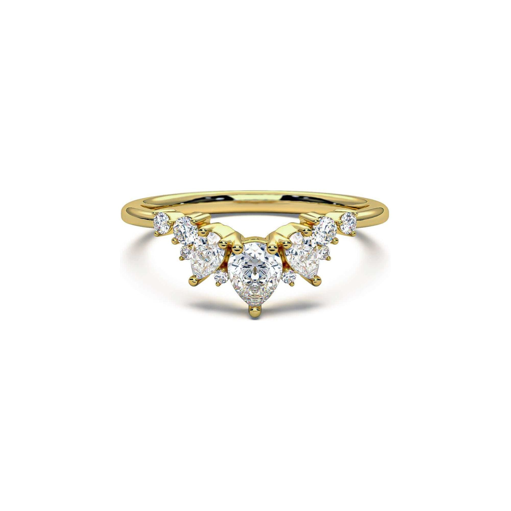 Pear Diamond Crown Wedding Band