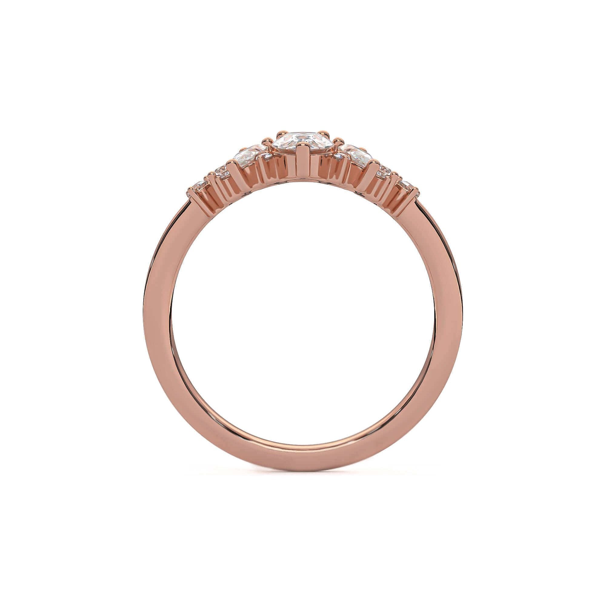 Pear Diamond Crown Wedding Band