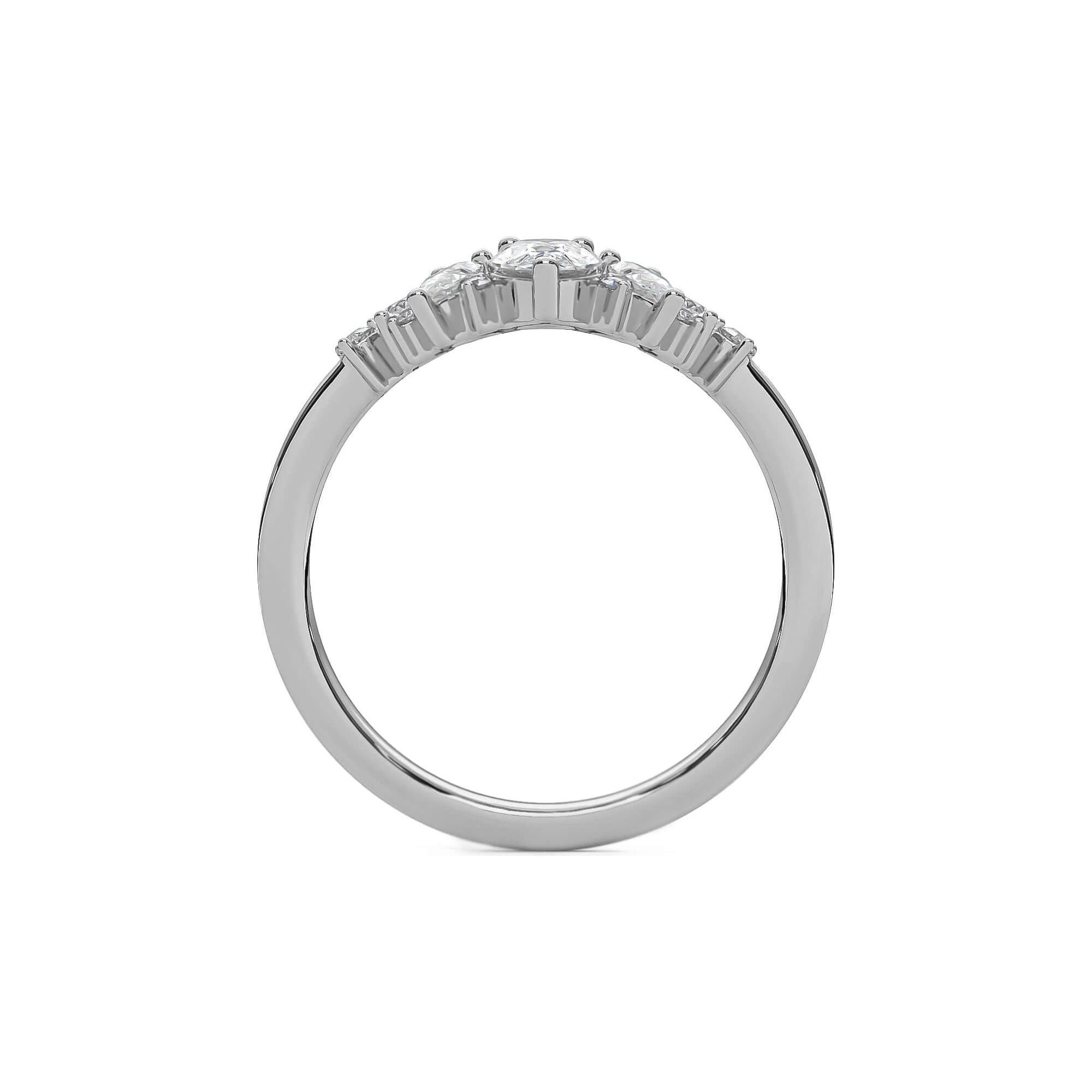 Pear Diamond Crown Wedding Band
