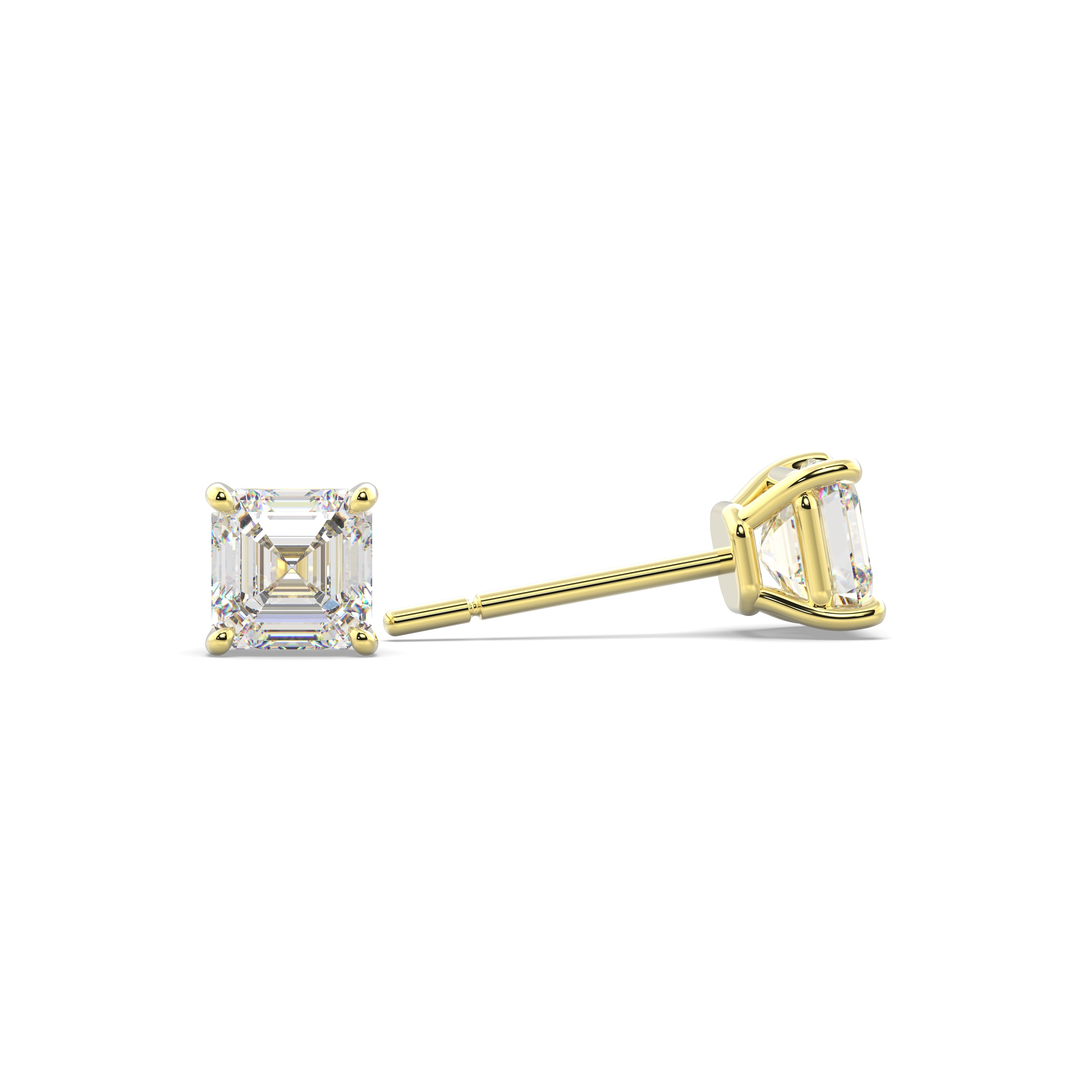Yellow Gold Asscher Diamond Studs
