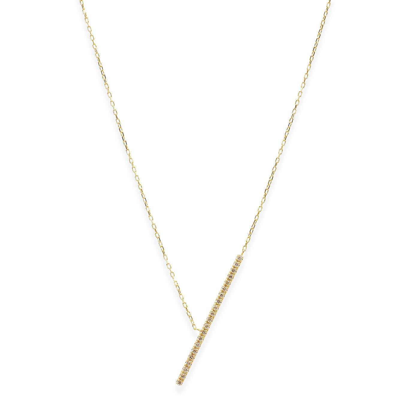 Asymmetrical Diamond Bar Necklace