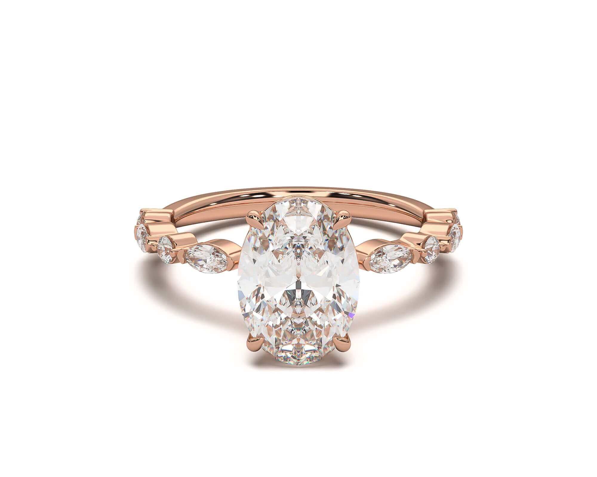 Diamond Ring - Oval shaped with diamond band