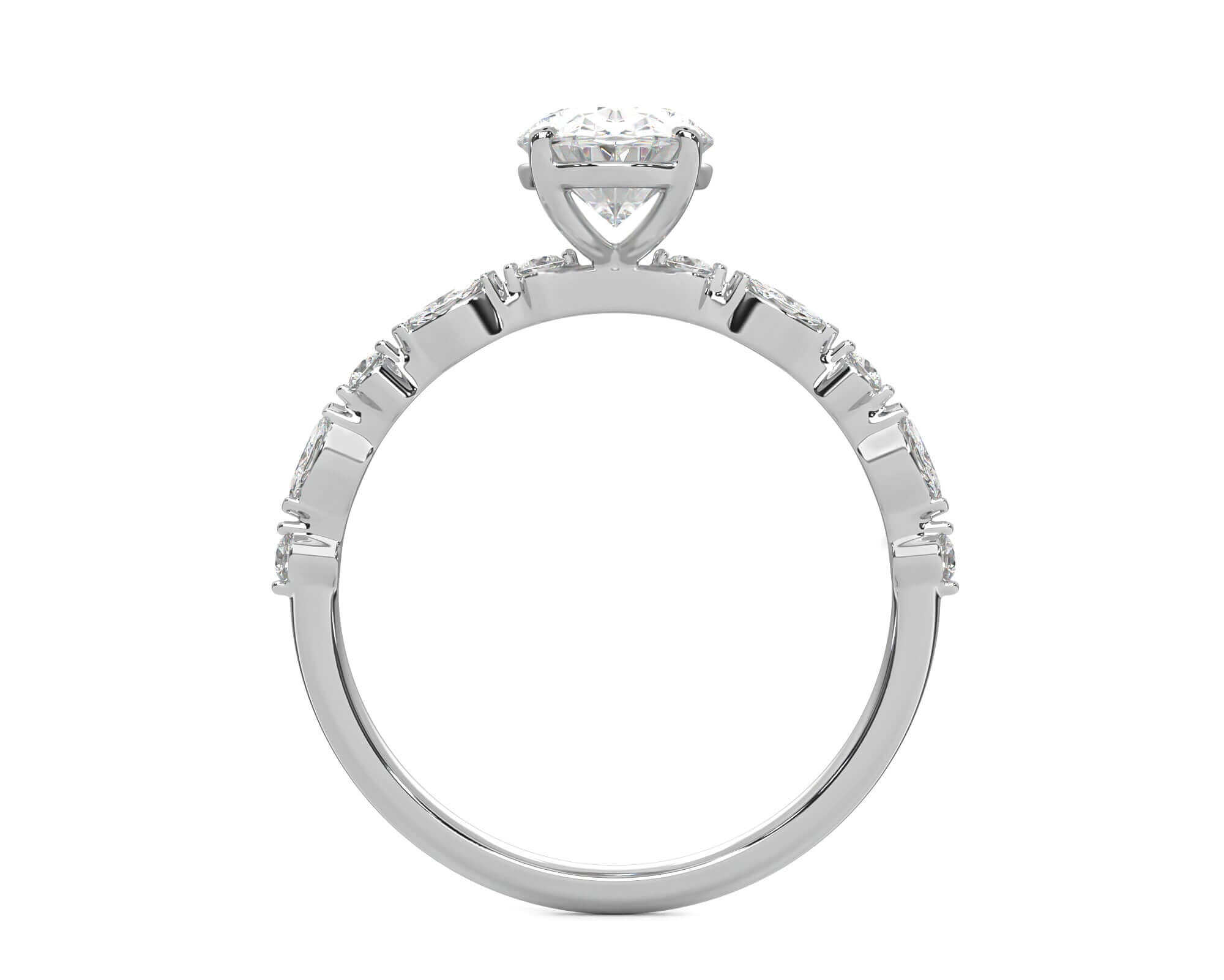 Diamond Ring - Oval shaped with diamond band
