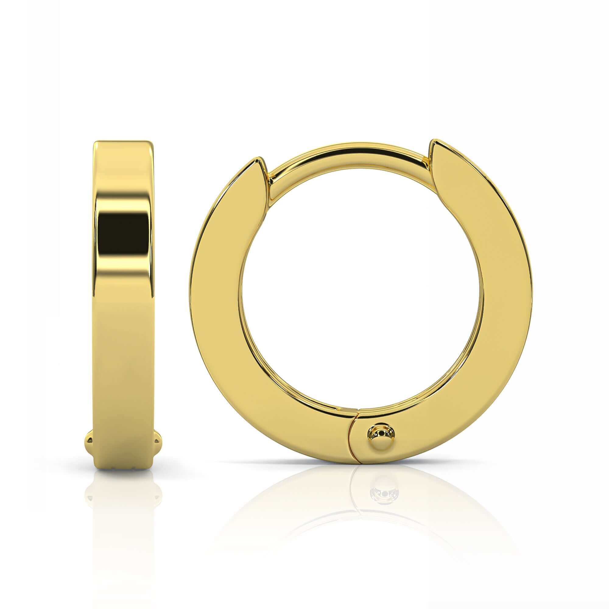 10mm Yellow Gold Huggies Earrings