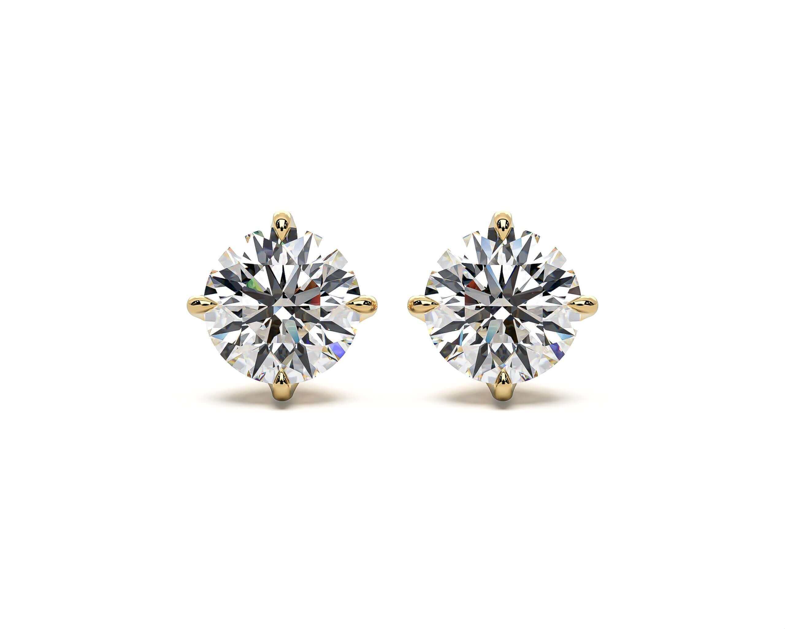 LAB LUXE - Round brilliant four claw Lab grown diamond earrings