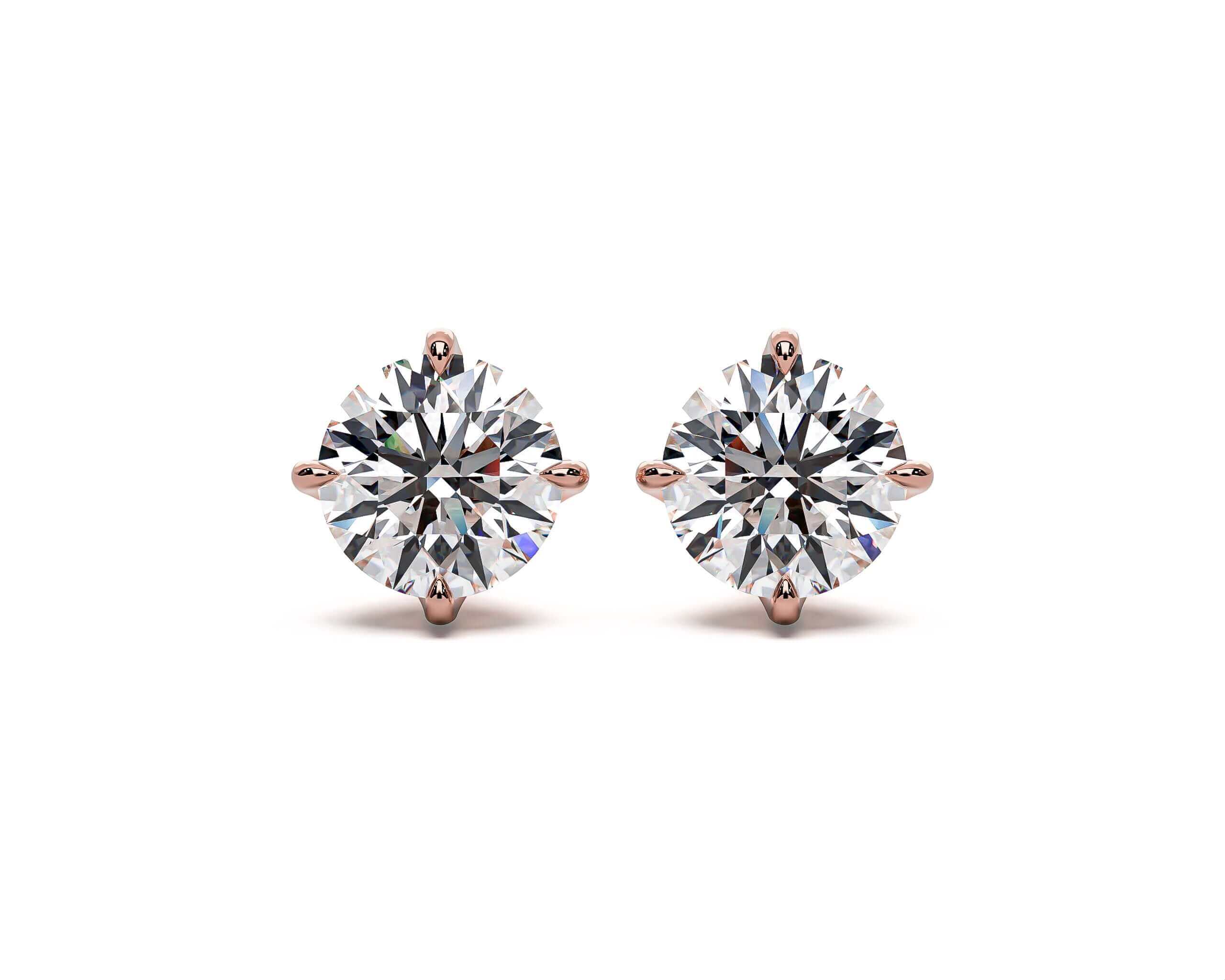 LAB LUXE - Round brilliant four claw Lab grown diamond earrings