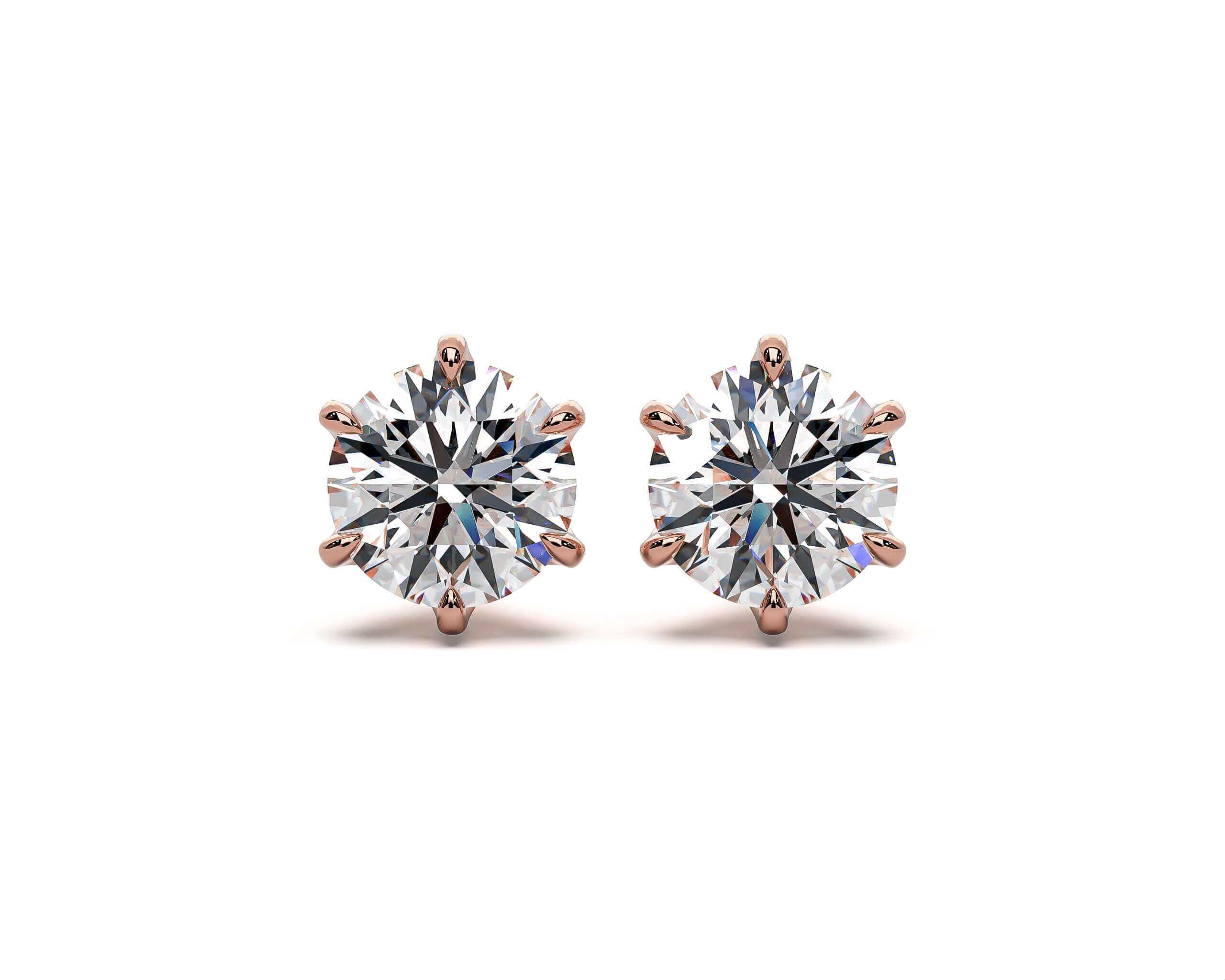 Lab Grown Diamond Earrings - Round Brilliant six claw