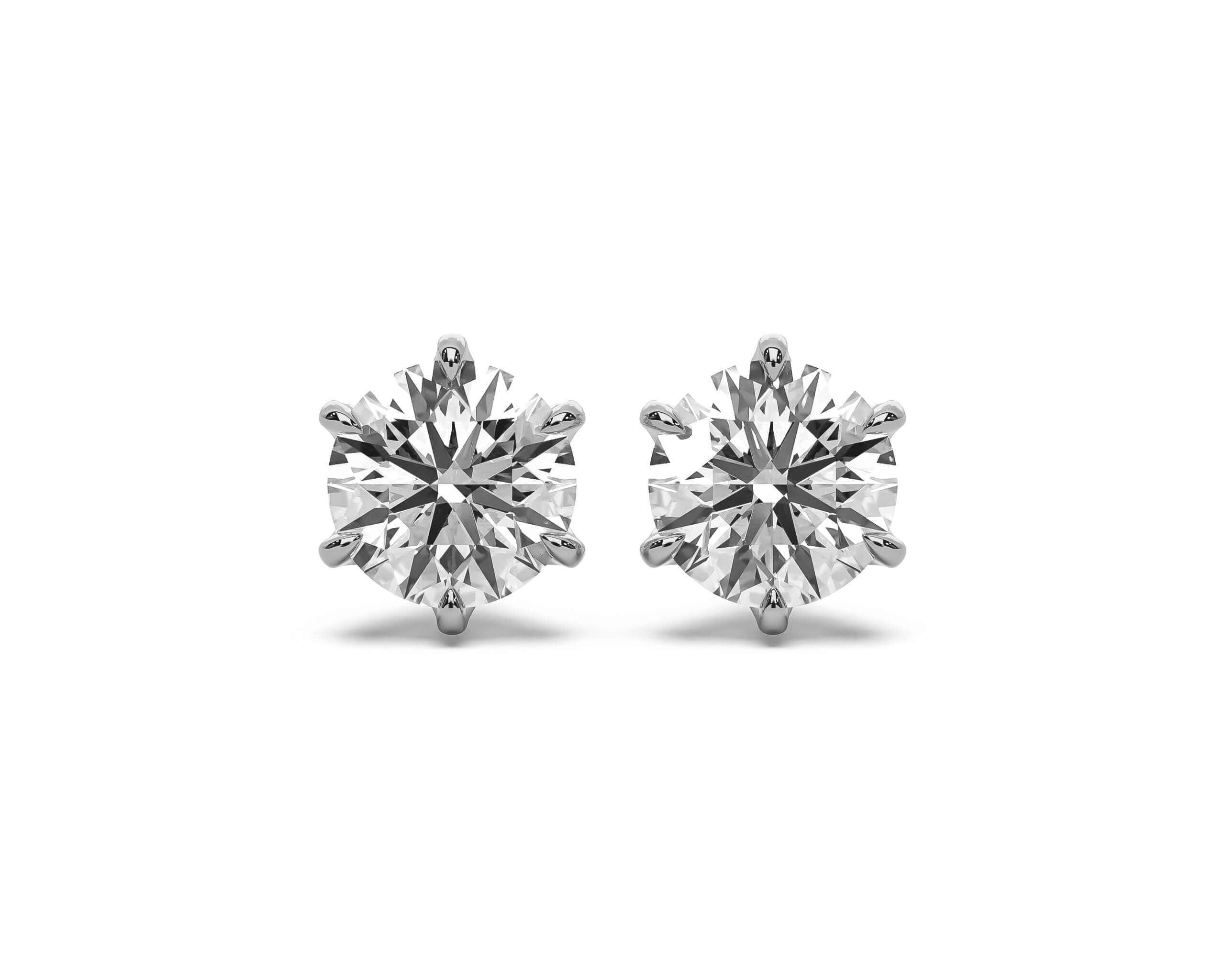 Lab Grown Diamond Earrings - Round Brilliant six claw