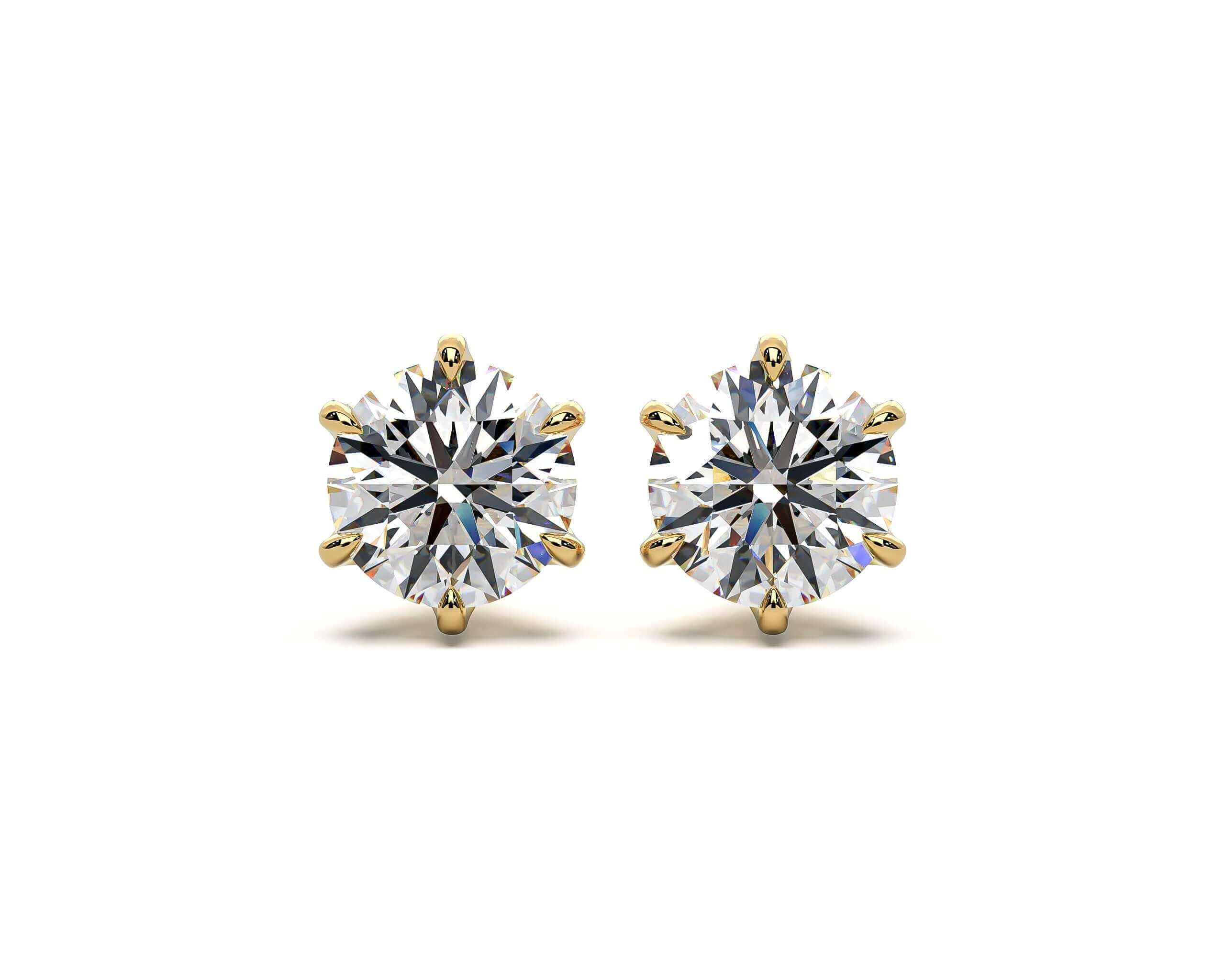 LAB LUXE - Round brilliant six claw Lab grown diamond earrings