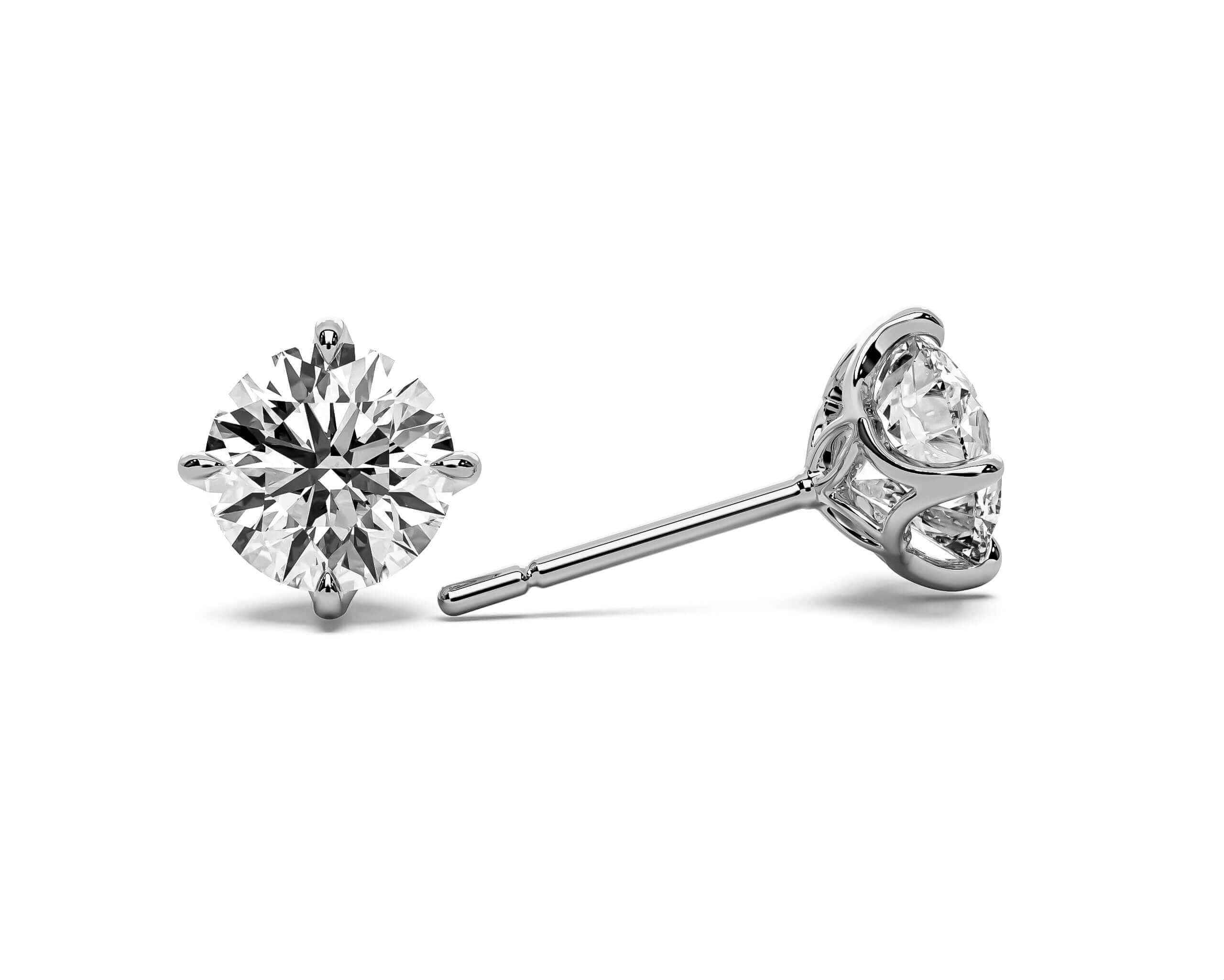 LAB LUXE - Round brilliant four claw Lab grown diamond earrings