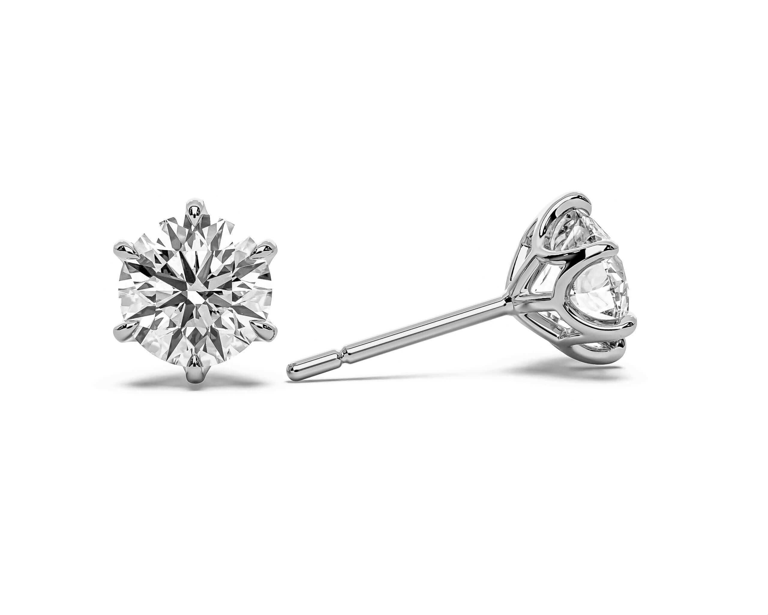 Lab Grown Diamond Earrings - Round Brilliant six claw