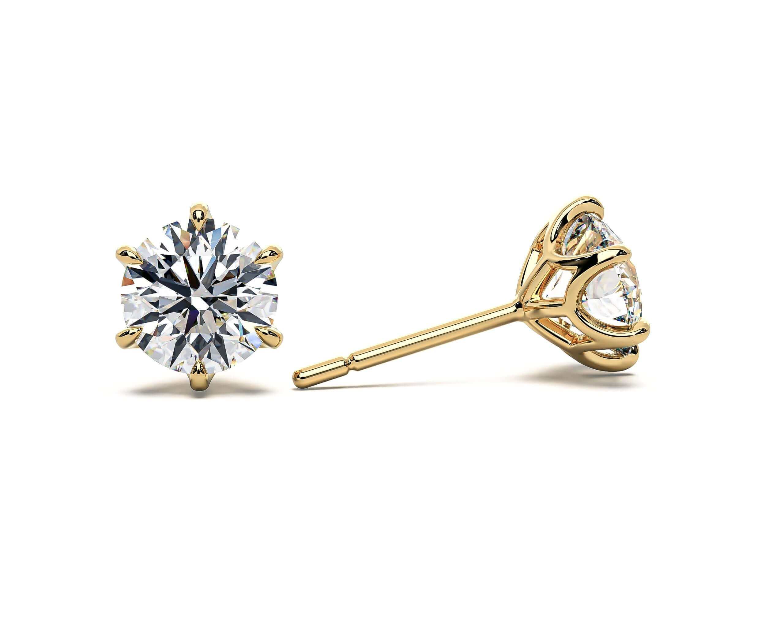 LAB LUXE - Round brilliant six claw Lab grown diamond earrings