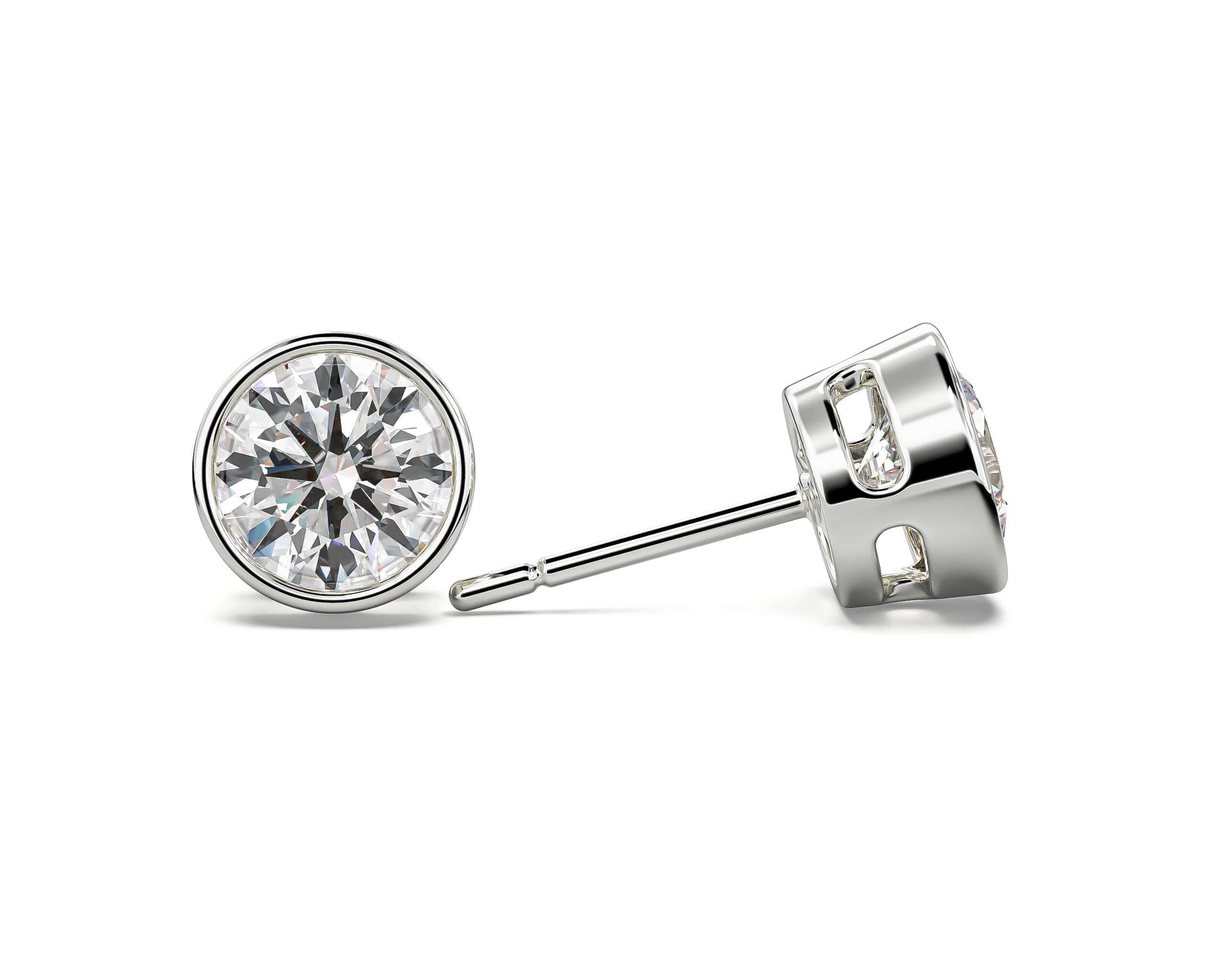 Classic Bezel Diamond Stud Earrings
