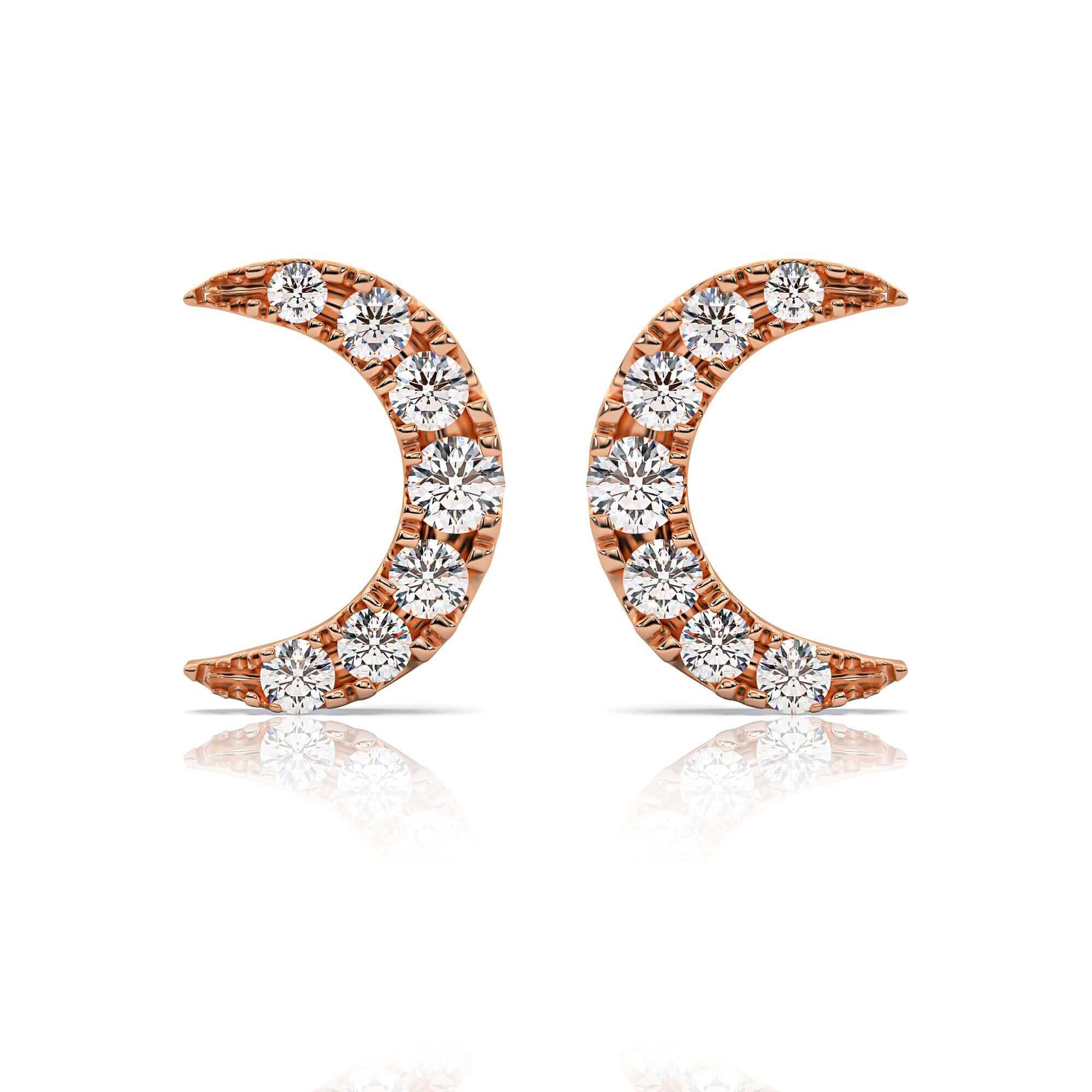 Crescent Moon Diamond Studs Earrings