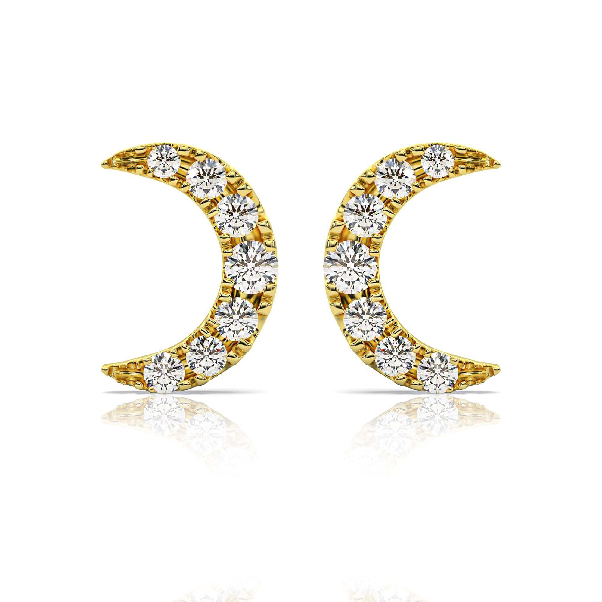 Crescent Moon Diamond Studs Earrings