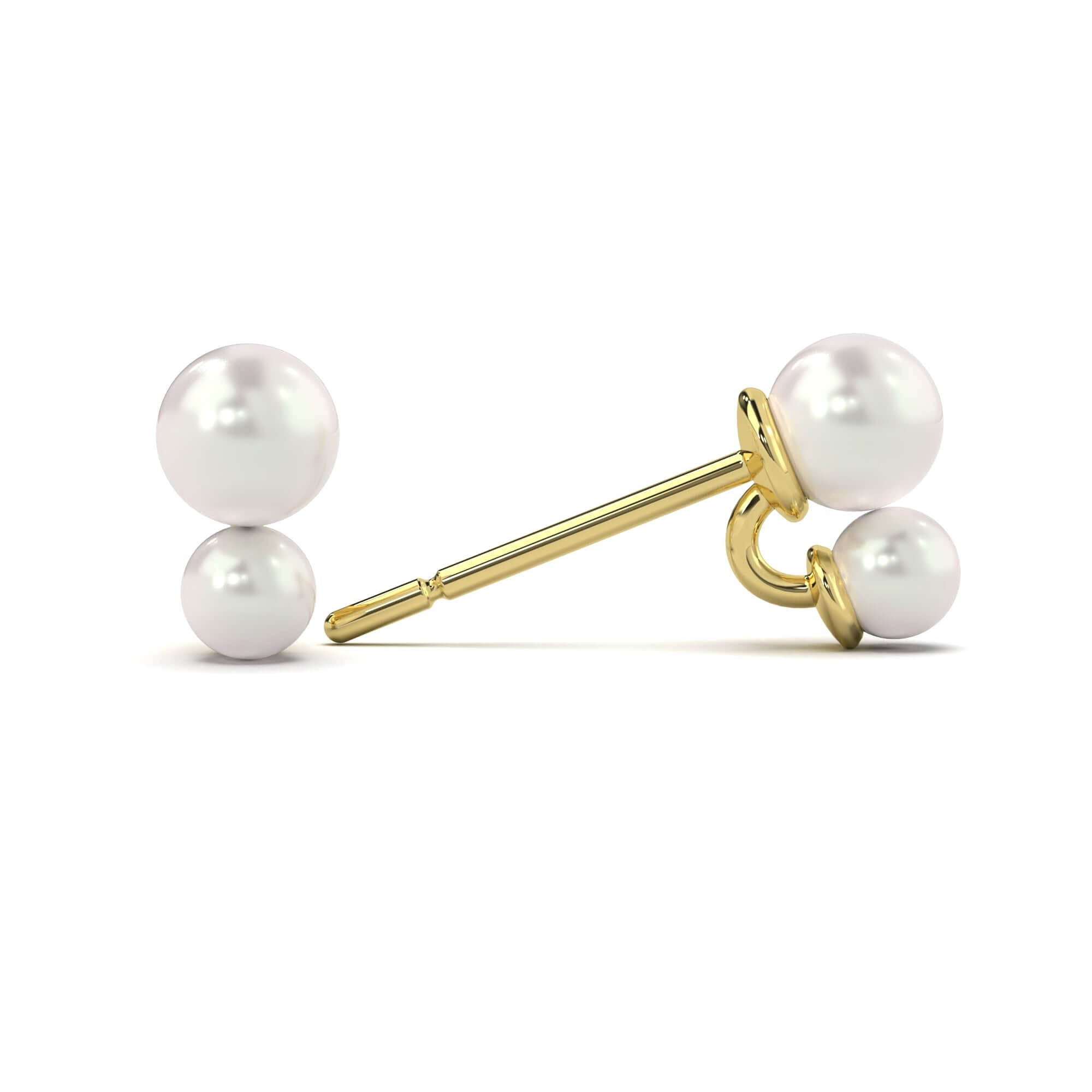Double Pearl Studs Earrings