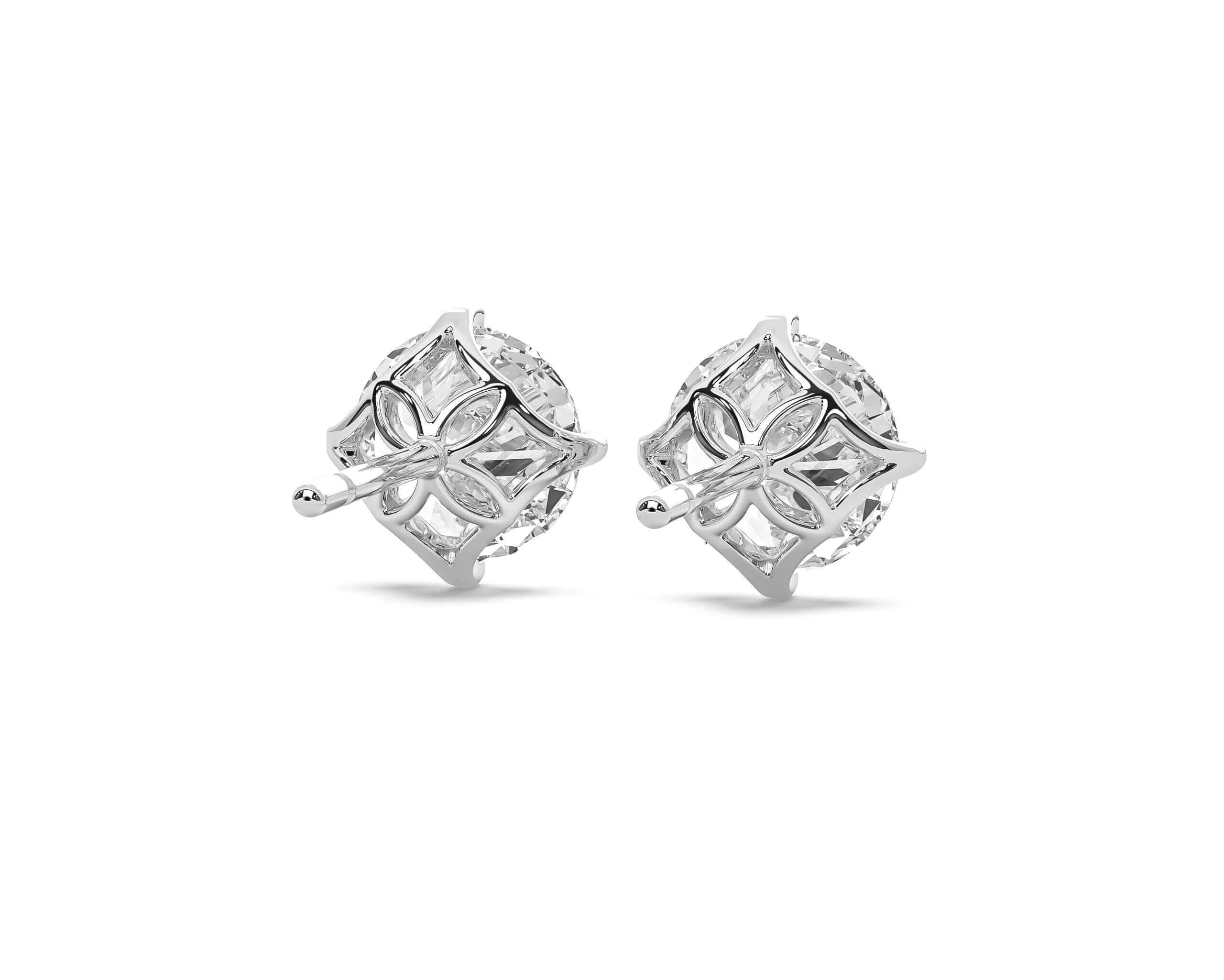 LAB LUXE - Round brilliant four claw Lab grown diamond earrings