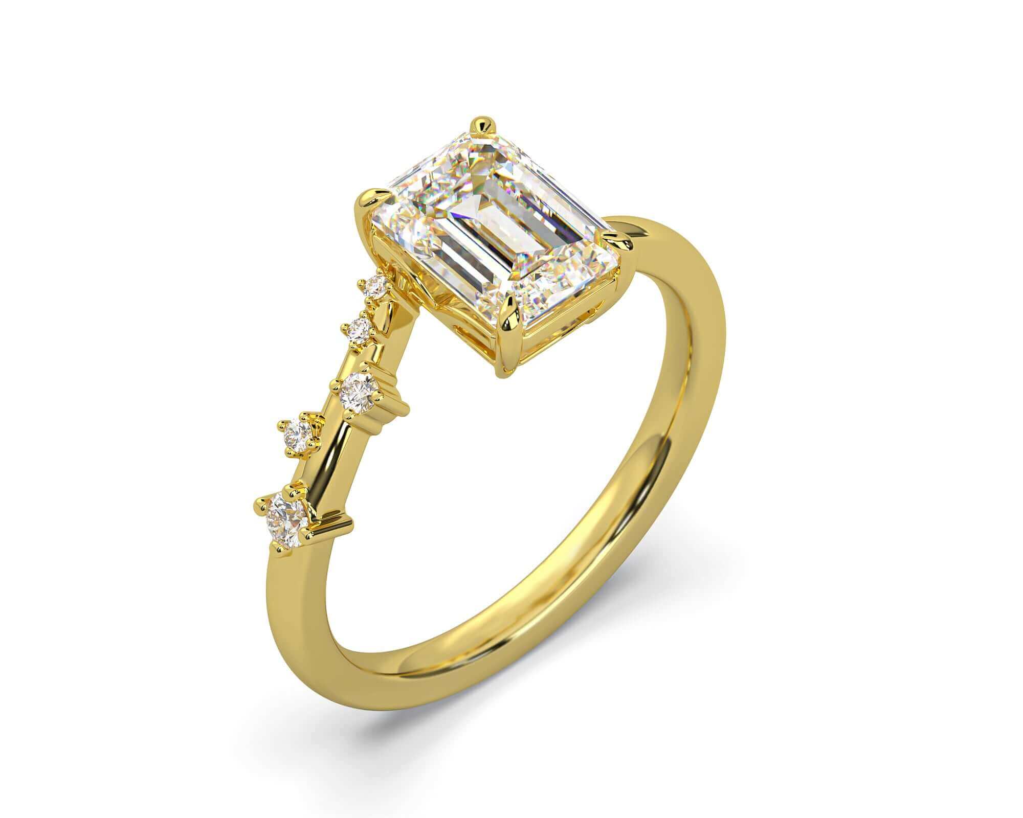 Emerald Cut Diamond Engagement Ring Gold
