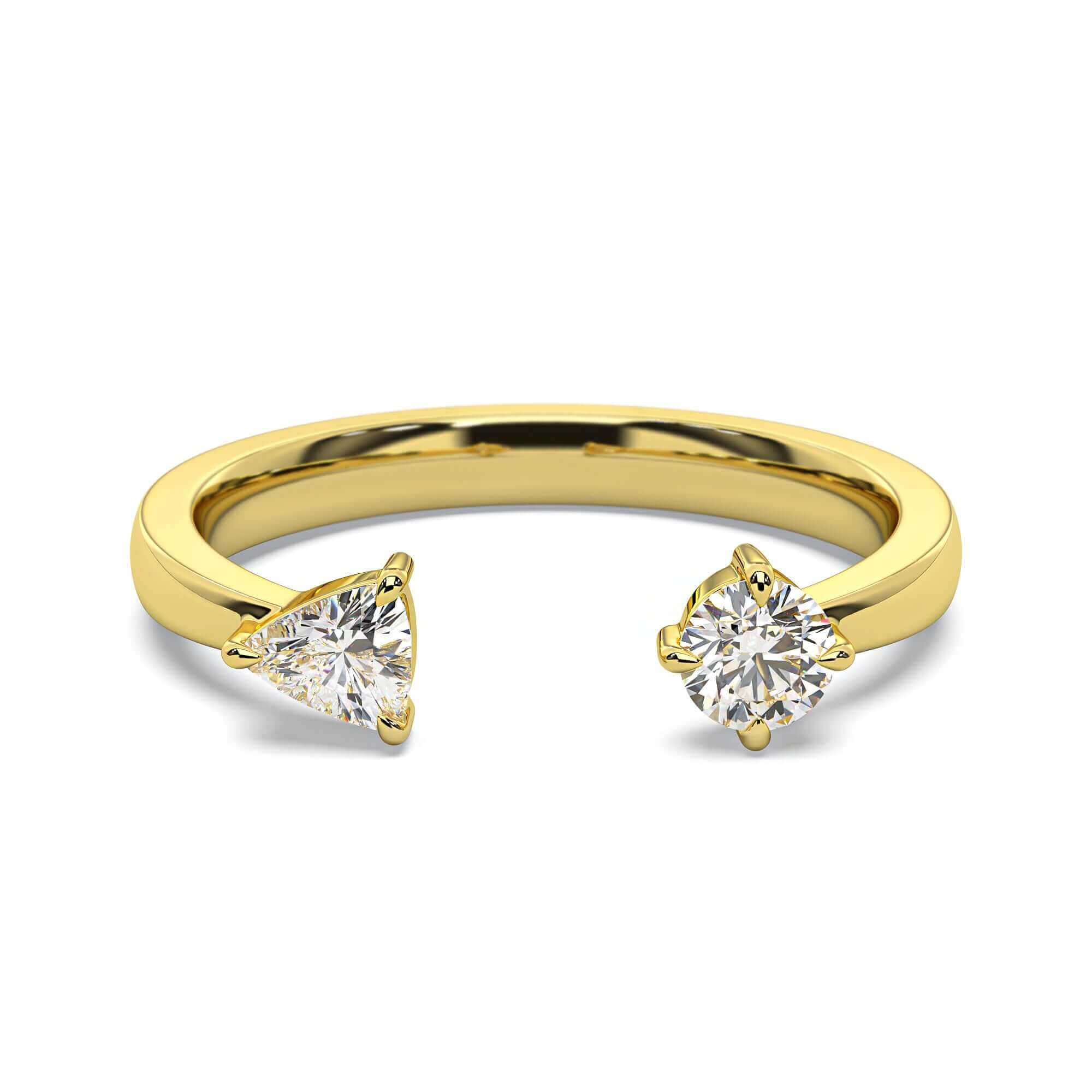 Petite Quinn - Round Brilliant & Trillion Diamond Engagement Ring