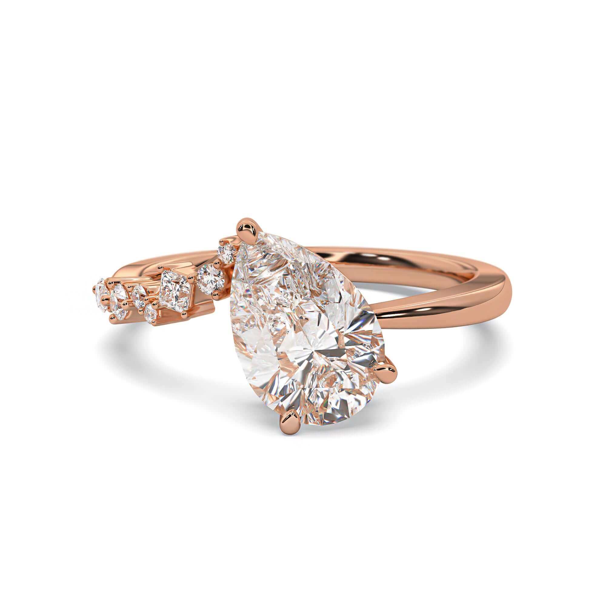 Starry Night Pear Ring with diamond band