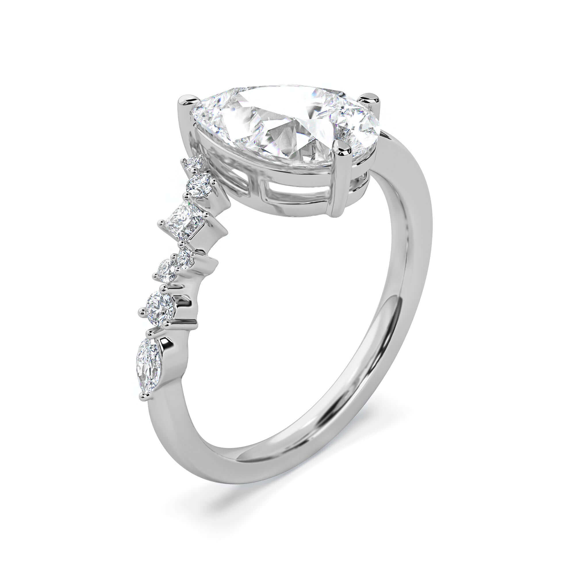 Starry Night Pear Ring with diamond band