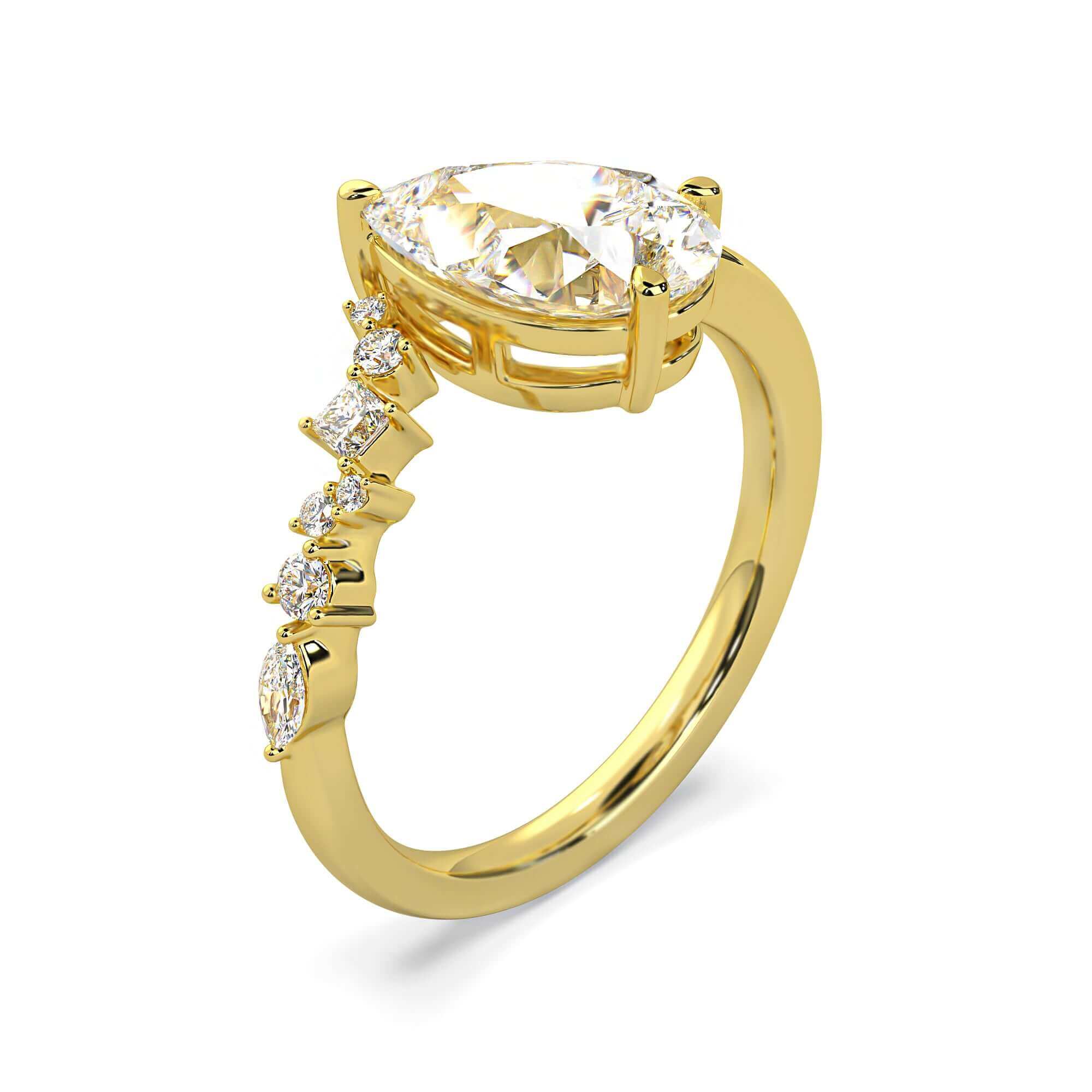 Starry Night Pear Ring with diamond band