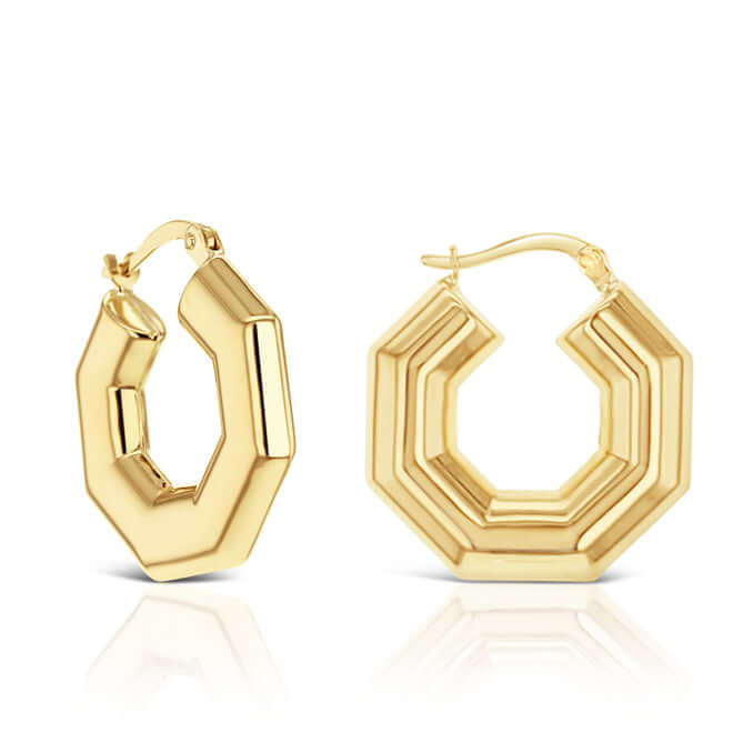 Puffy Octagonal Hoop Earring