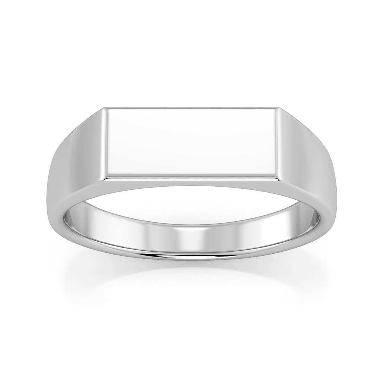 Mens Signet Ring White Gold