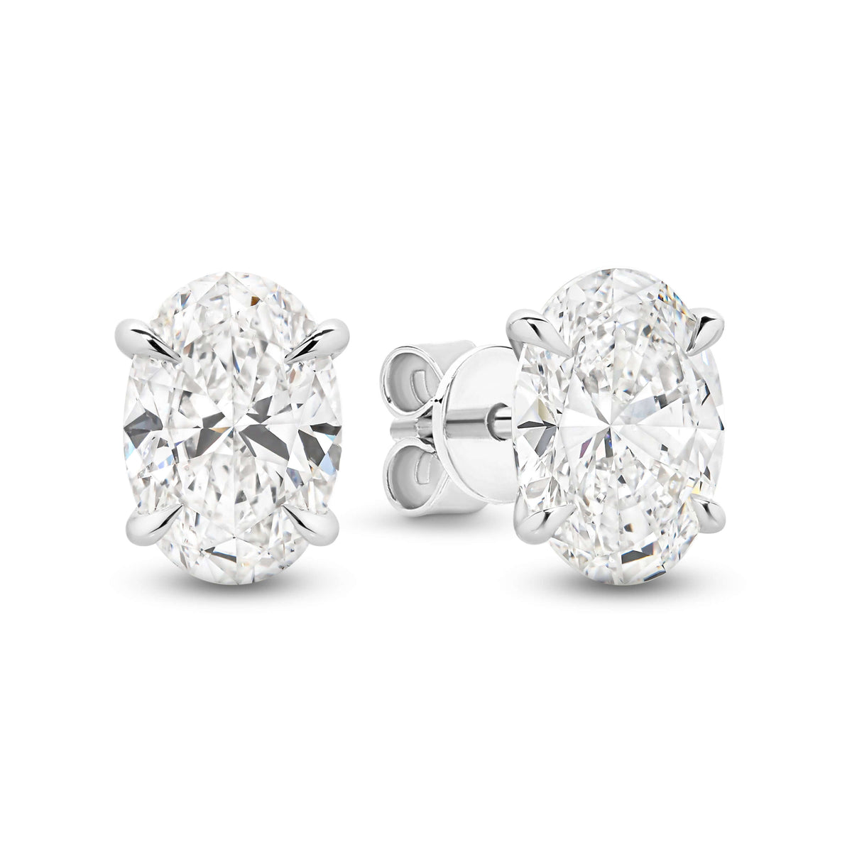 Oval Stud Earrings Lab Diamond in 9ct white gold featuring F/VS lab diamonds totalling 2.8ct